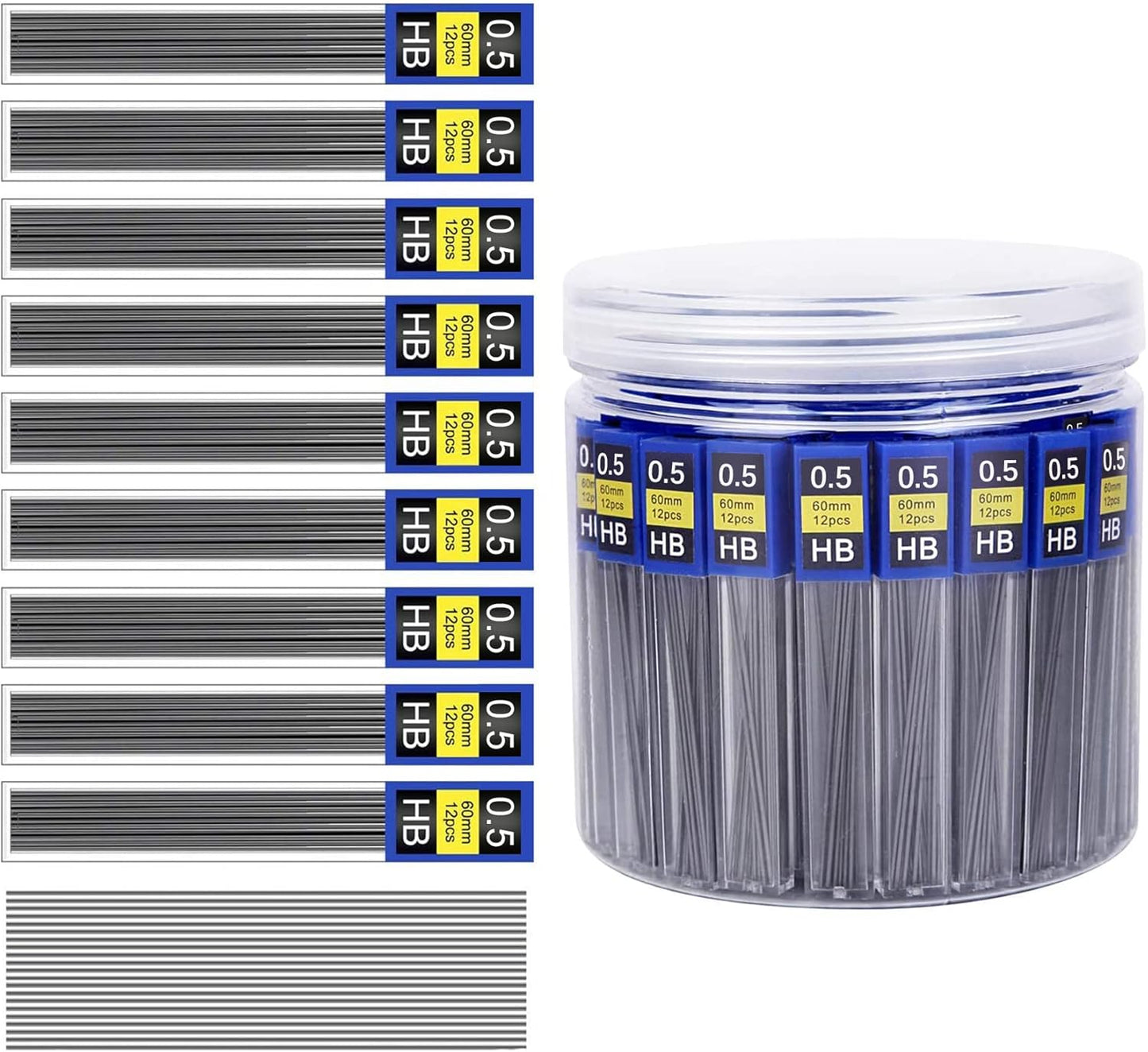 Morepack 0.5 mm Lead Refill, 840Pieces 0.5 Lead Refills for Mechanical Pencil,0.5 mm HB, Break Resistant Mechanical Pencil Refills,70 Tubes