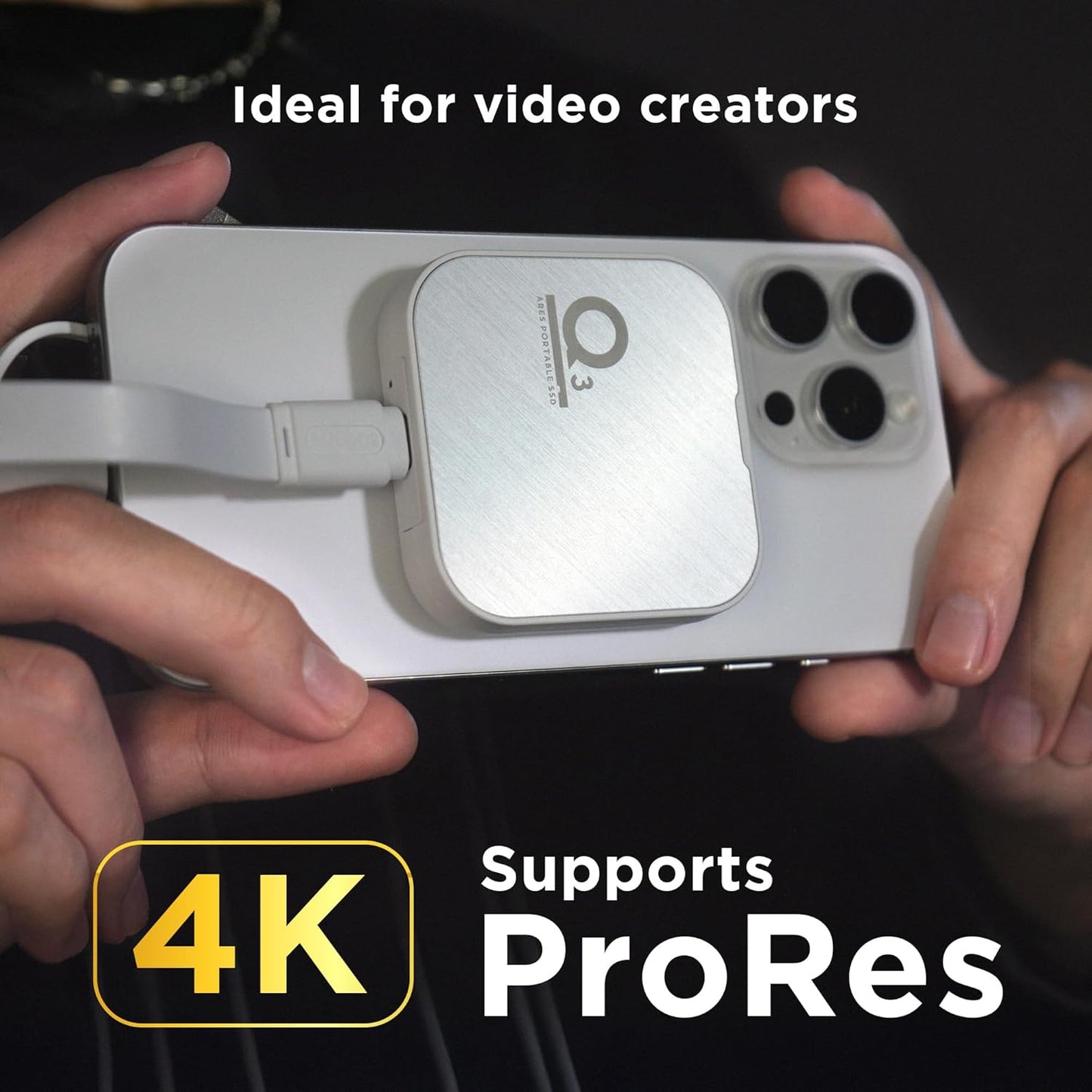 DATO Magnetic External SSD 2TB, External Solid State Drive Portable SSD USB 3.2 Gen 2x2, up to 1600/1500 MB/s, Type-C 4K ProRes HDR Record, Compatible with iPhone 15&16 Pro Max - ARES Q3 Series