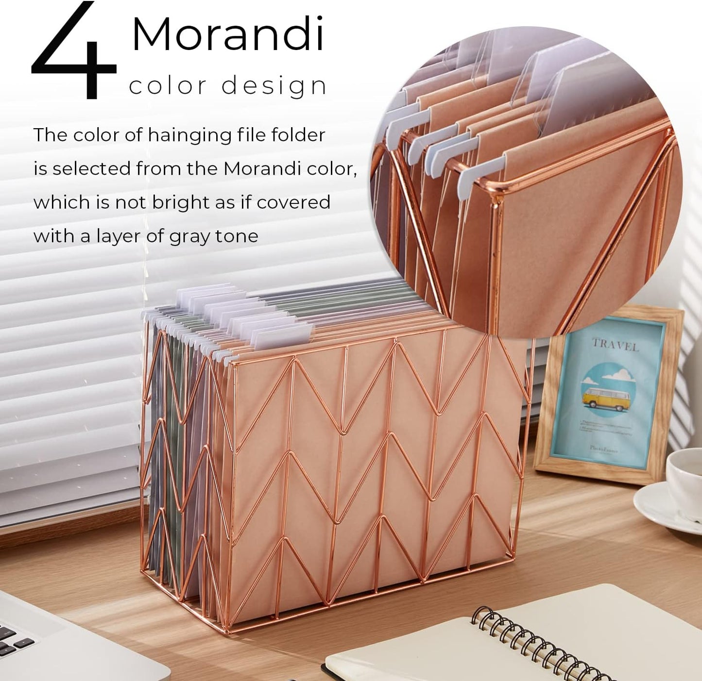 Y YOMA 12 Pack Colored Hanging File Folders Letter Size Decorative Hanging Folder Cute Pretty File Folder for Filing Cabinet Office Home with 1/5-Cut Adjustable Tabs, 4 Selected Morandi Color