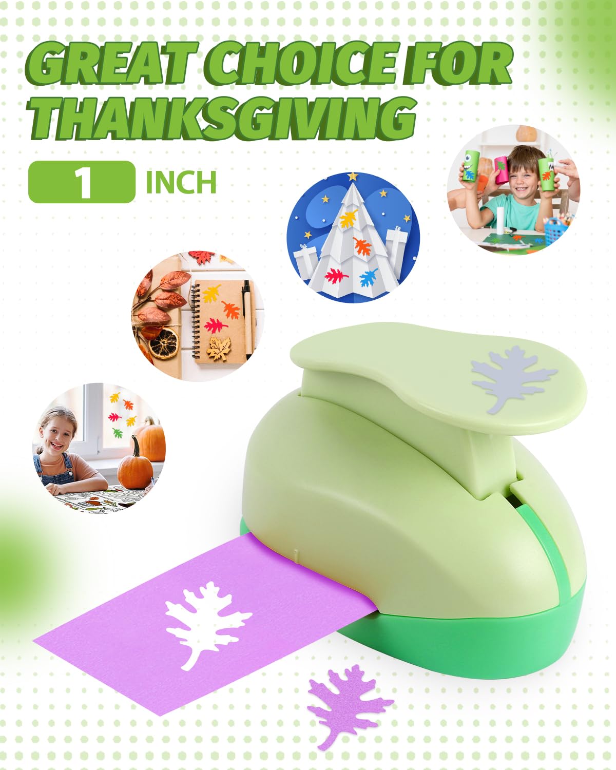 UCEC Oak Leaf Hole Punch 1 Inch, Paper Punches for Crafting, Craft Lever Punch Handmade for Paper Crafting, Thanksgiving Day, Scrapbooking, Cards Decoration, DIY Arts