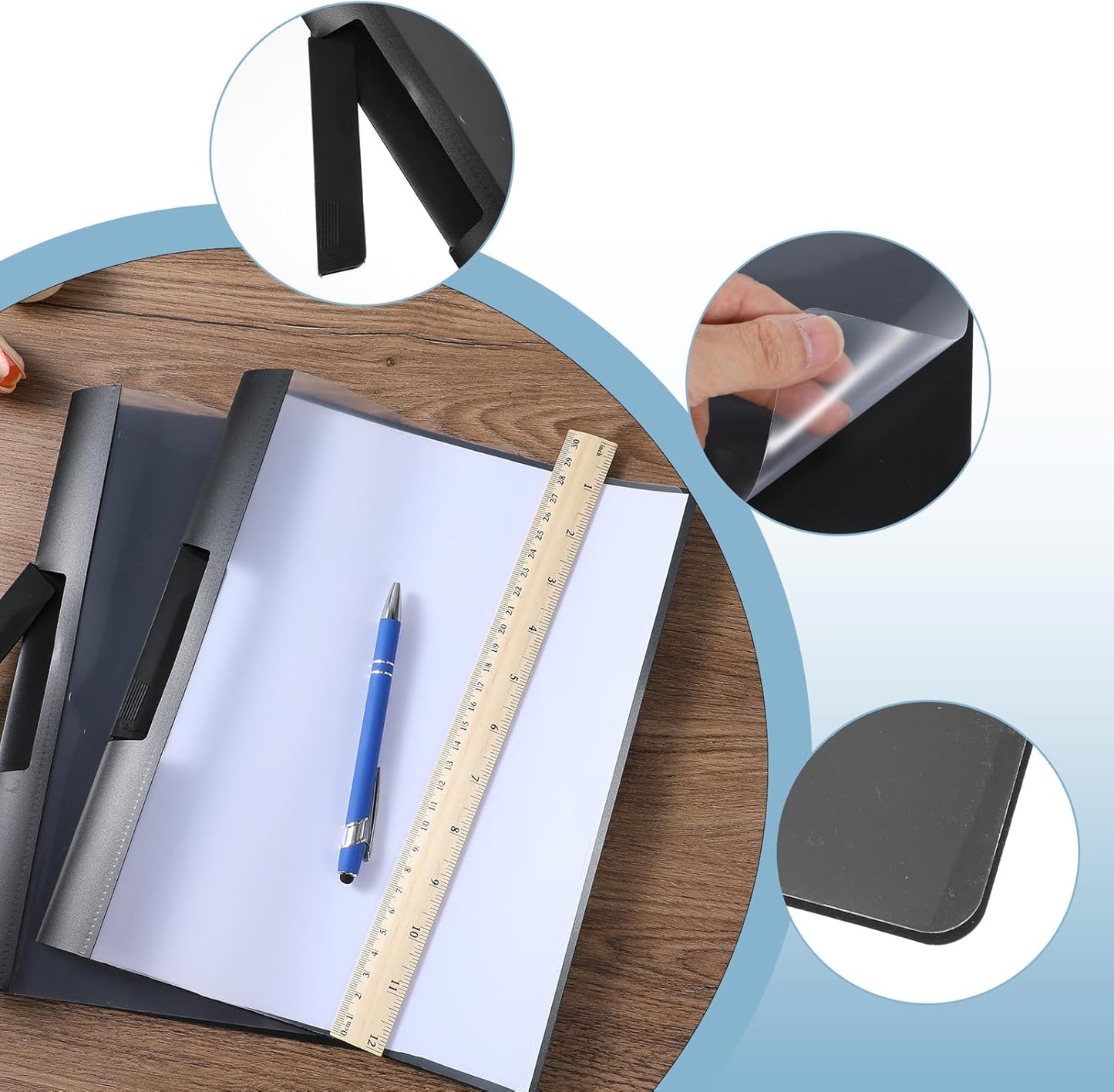 30 Pack Clear Report Covers with Clip Presentation Folders Transparent Front Cover Portfolio Folder Resume Folder Interview Report Folders for Letter Size (11.4 x 9 Inch)