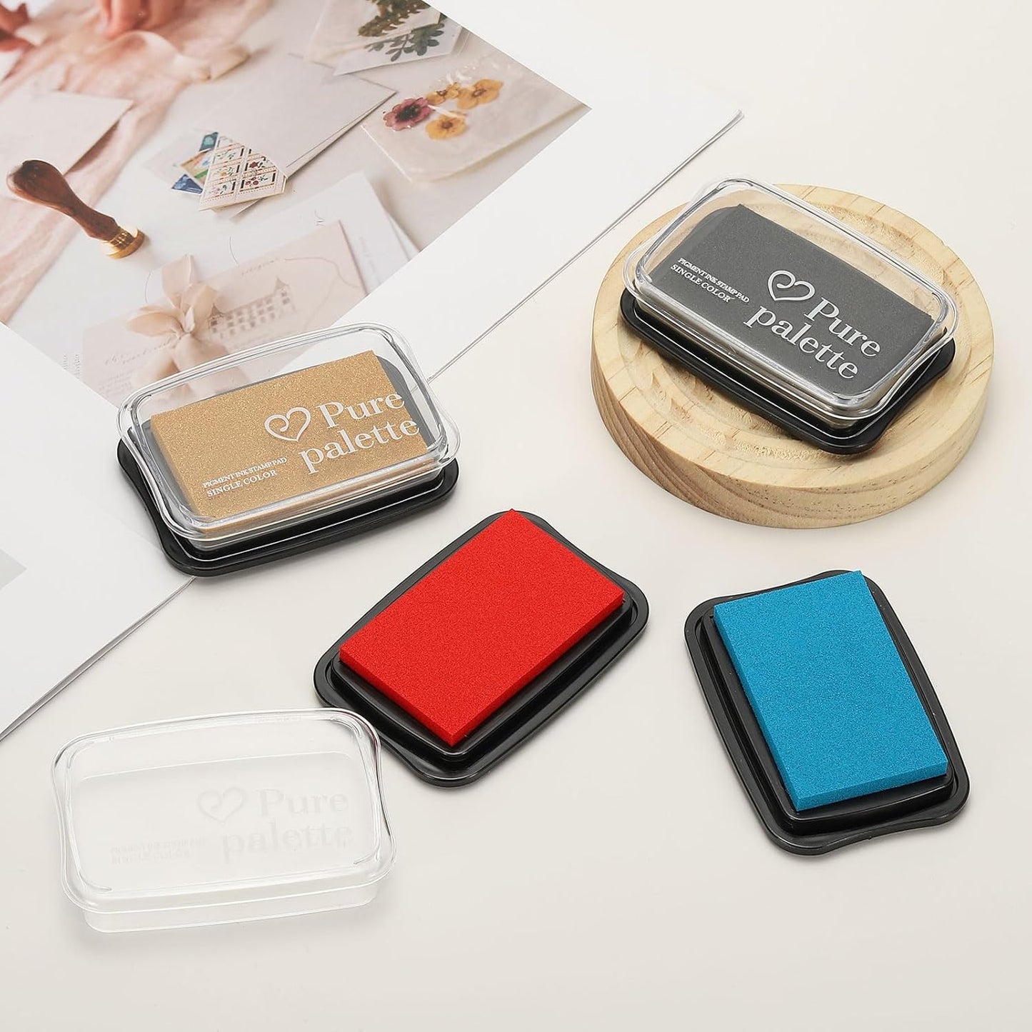 PATIKIL 3"x2" Large Stamp Pad, 2Pcs Washable Craft Ink Pad for Rubber Stamp Card Making Stamping Scrapbook Fingerprint Handprint, Dark Blue/Black