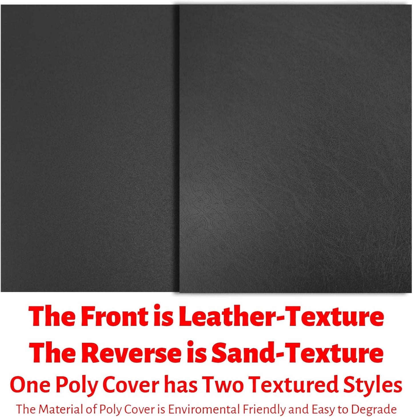 Binditek 50 Pack 16 Mil Leather-Textured Heavyduty Polycovers, Plastic Binding Presentation Covers, Letter Size, 8-1/2 x 11, Unpunched, Square Corners, Black