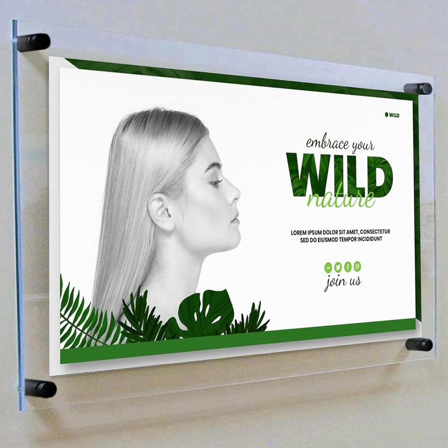 Azar Displays 105528-BLK Acrylic Floating Double Panel Wall Frame,17" x 22" Graphic Size, Overall Frame Size: 21" x 26", Black