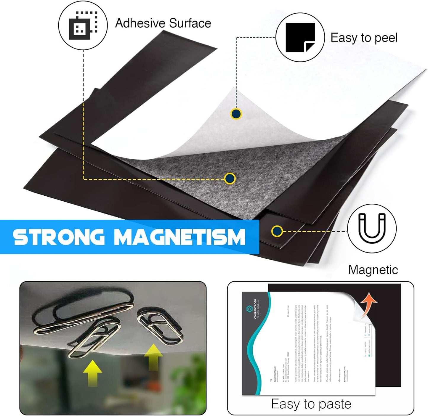 Adhesive Magnetic Sheets for Letter Size 8.5x11 (Pack of 8),Magnet Sheets with Self-Stick Adhesive for Home/Classroom/Office,Easy Cut DIY Paper Craft Magnet