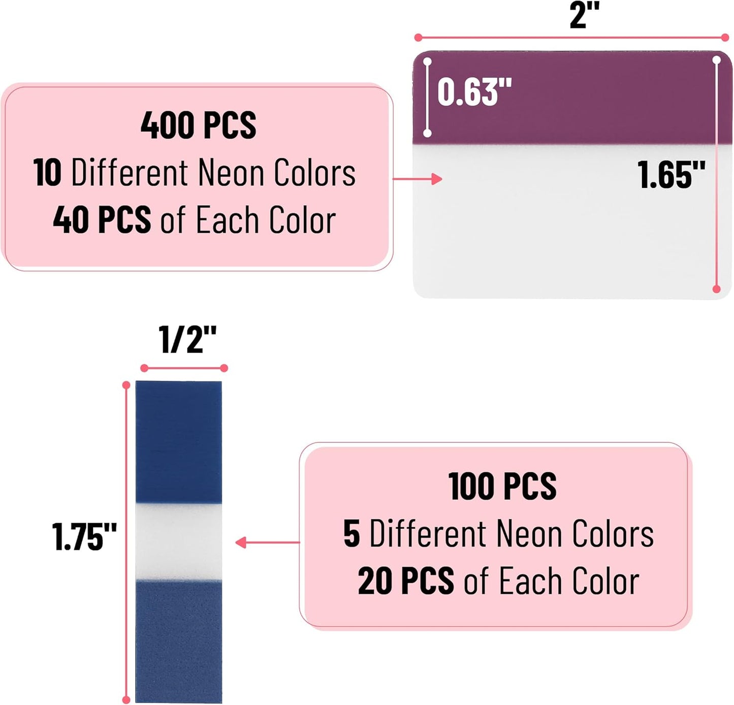 Mr. Pen- Colorful Index Tabs, 500 Pcs, 21 Sets - Sticky Page Markers for Binders, Books & Notebooks