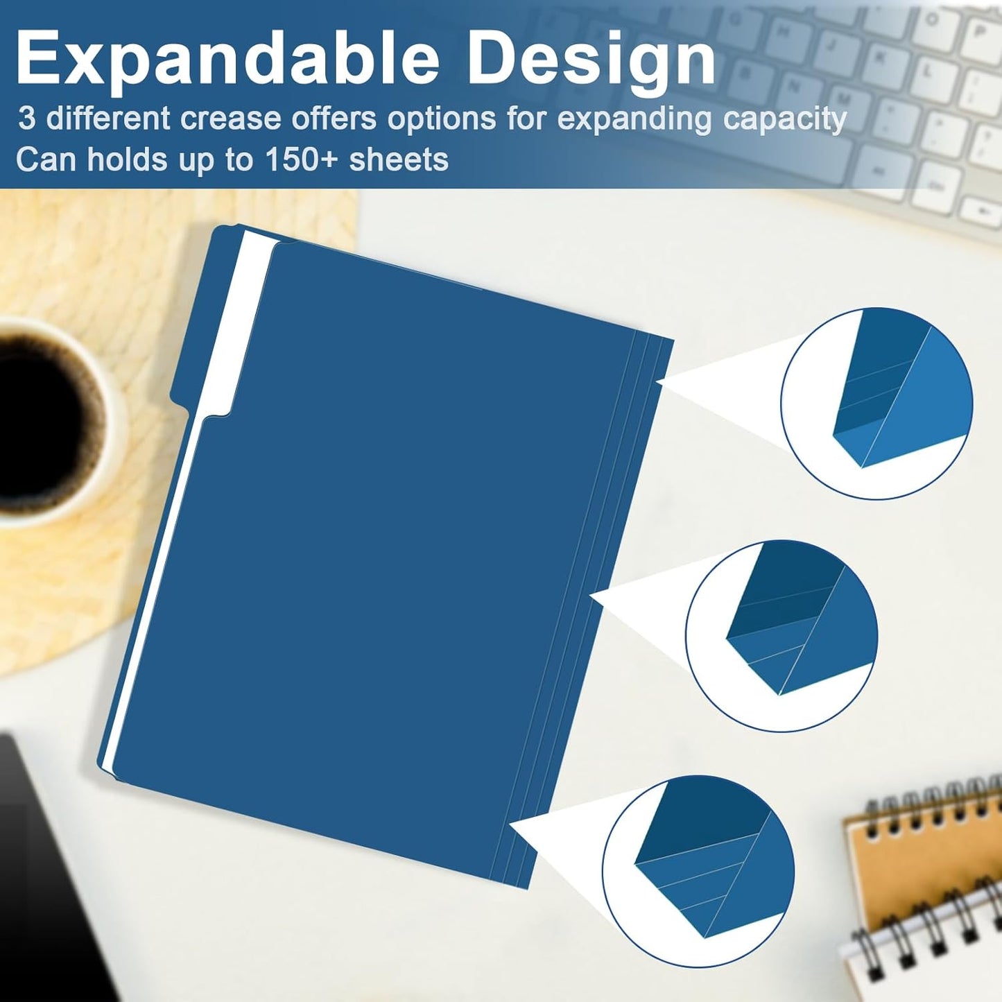 File Folder, RAZCC 150 Pack 1/3 Cut Tab File Folders Letter Size, Colored File Folders for Office Classroom Use, Colored Folders with Tabs, Assorted 5 Colors