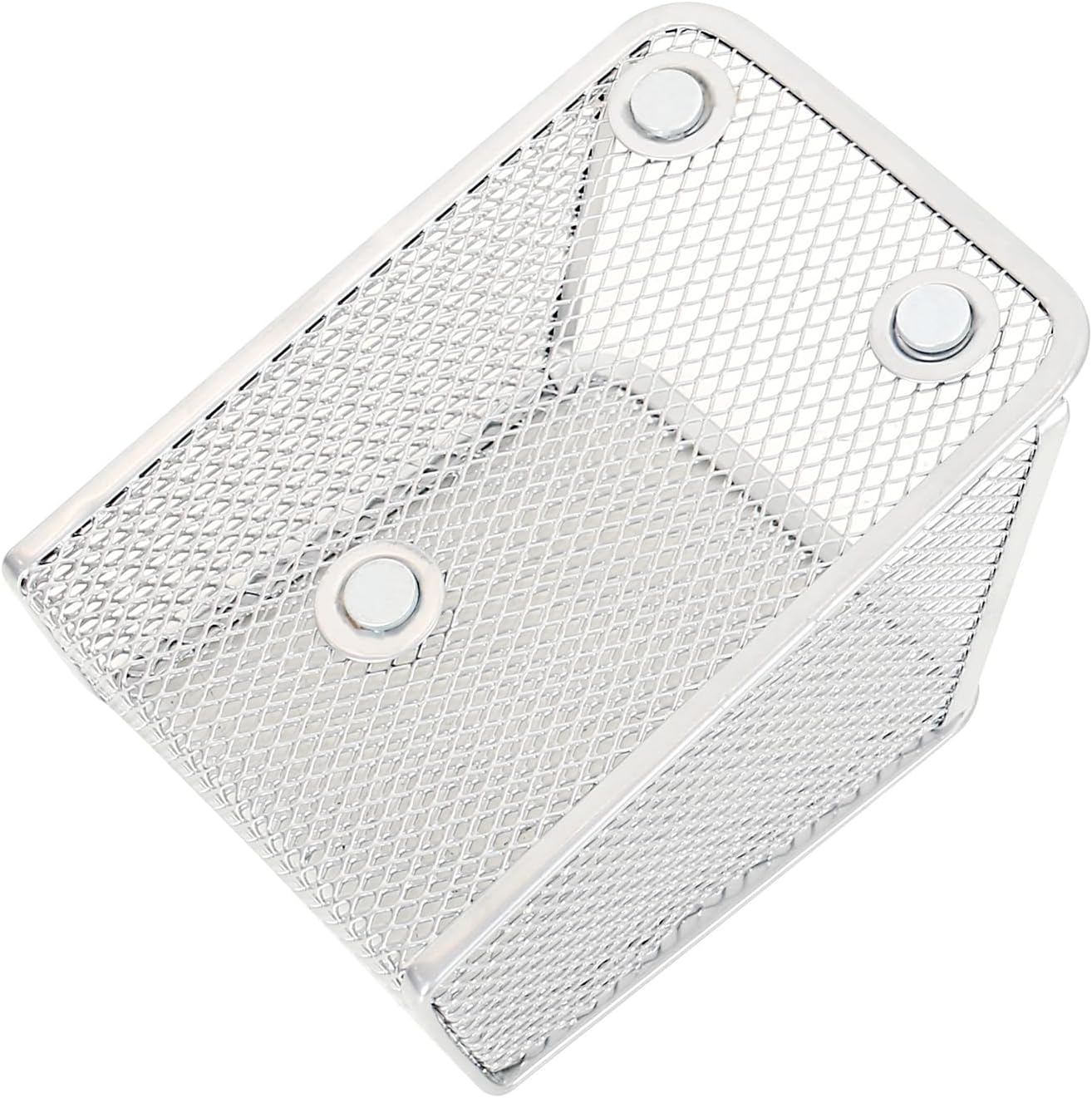 LUCYCAZ Magnetic Pen Holder - Single Magnetic Pencil Locker Holder Organizer, Silver Mesh Marker Holder Pen Basket for Whiteboard, Refrigerator and Locker