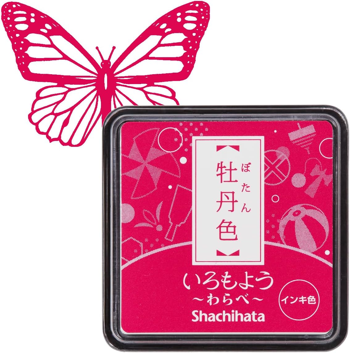 IROMOYO WARABE Stamp PAD, Small Traditional Japanese Ink Colour, Oil-Based Ink pad - Pink