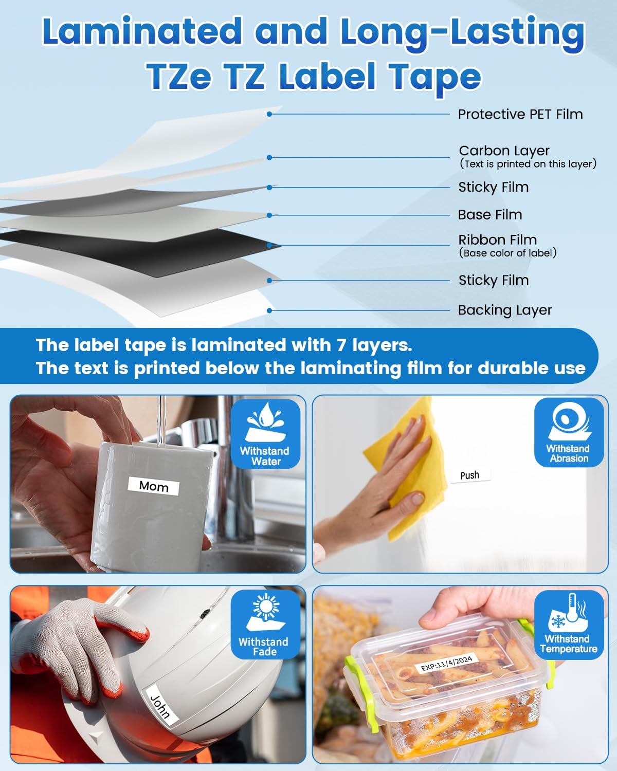 10-Pack Replace for Brother P Touch Label Maker Tape TZe-231 TZe TZ Tape 12mm 0.47 Laminated White TZe231 Label Tape for Brother Ptouch PT-D210 PT-D220 PT-H110 PT-D610BT PT-D600 PT-D410 PT-D400 PTH111