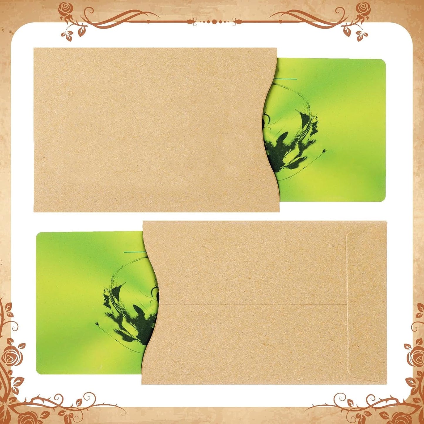 Glenmal 1200 Pcs Gift Card Sleeves Holder 3.5'' x 2.4'' Blank Hotel Key ID Card Holder Sleeve Kraft Envelopes Business Cover Protector for Keys