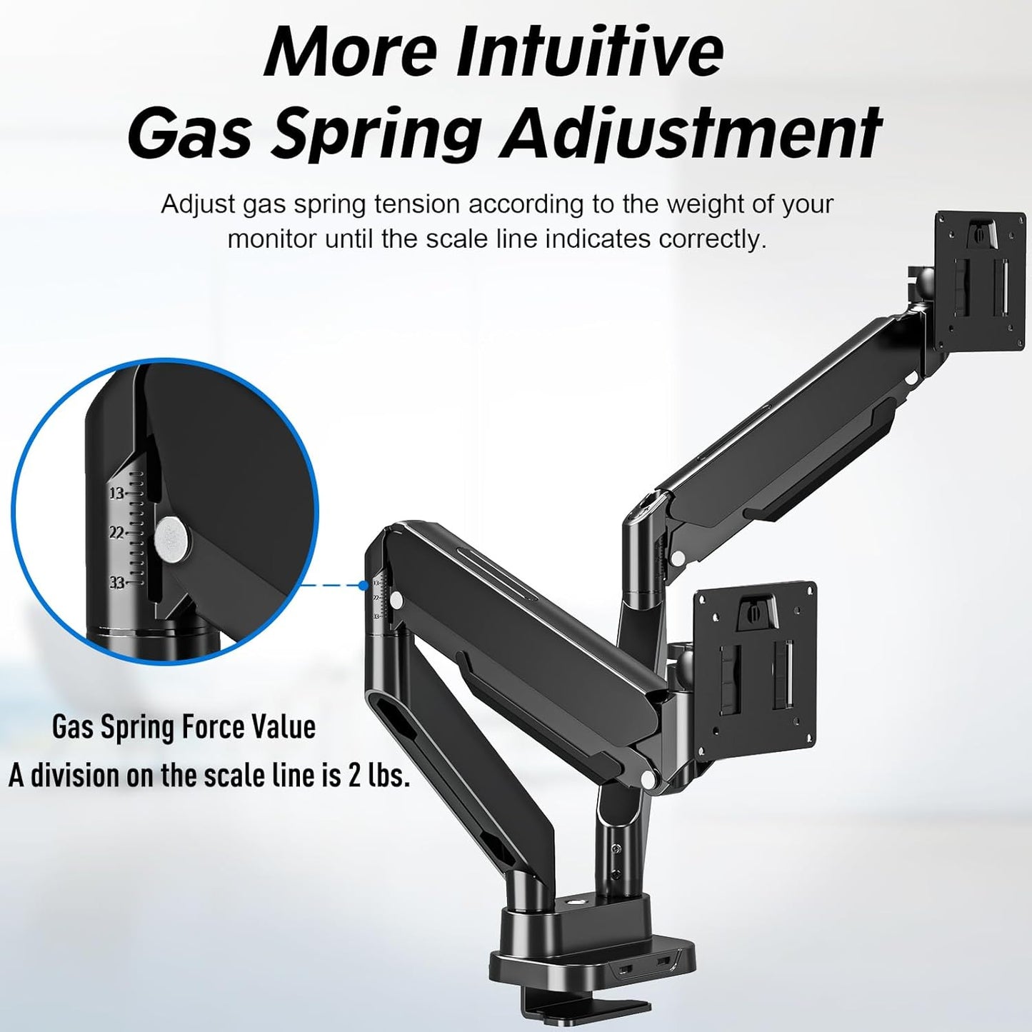 MOUNTUP Dual Monitor Mount Fits Max 39'' Screen, Ultrawide Dual Monitor Desk Mount Hold 4.4-33 lbs, Adjustable Gas Spring Double Monitor Arms, Computer Monitors Stand with USB, VESA Monitors Bracket