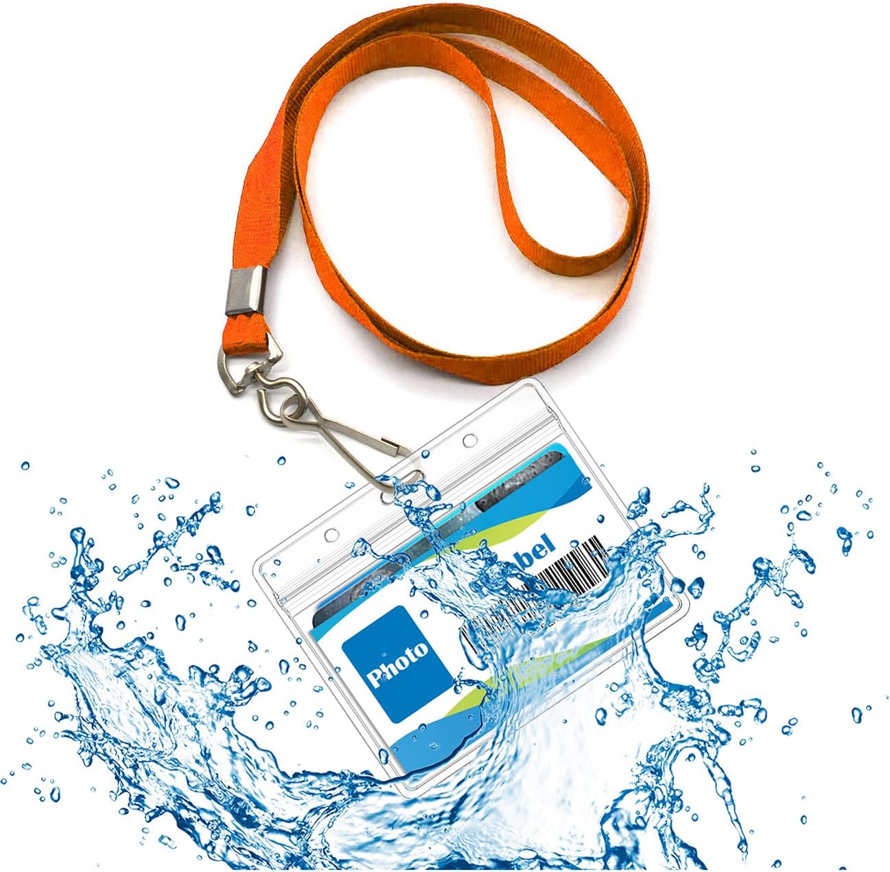 Beebel ID Badge Holder Lanyards with Waterproof Badge Card Bulk Lanyard for Name Tags Holders(Orange)