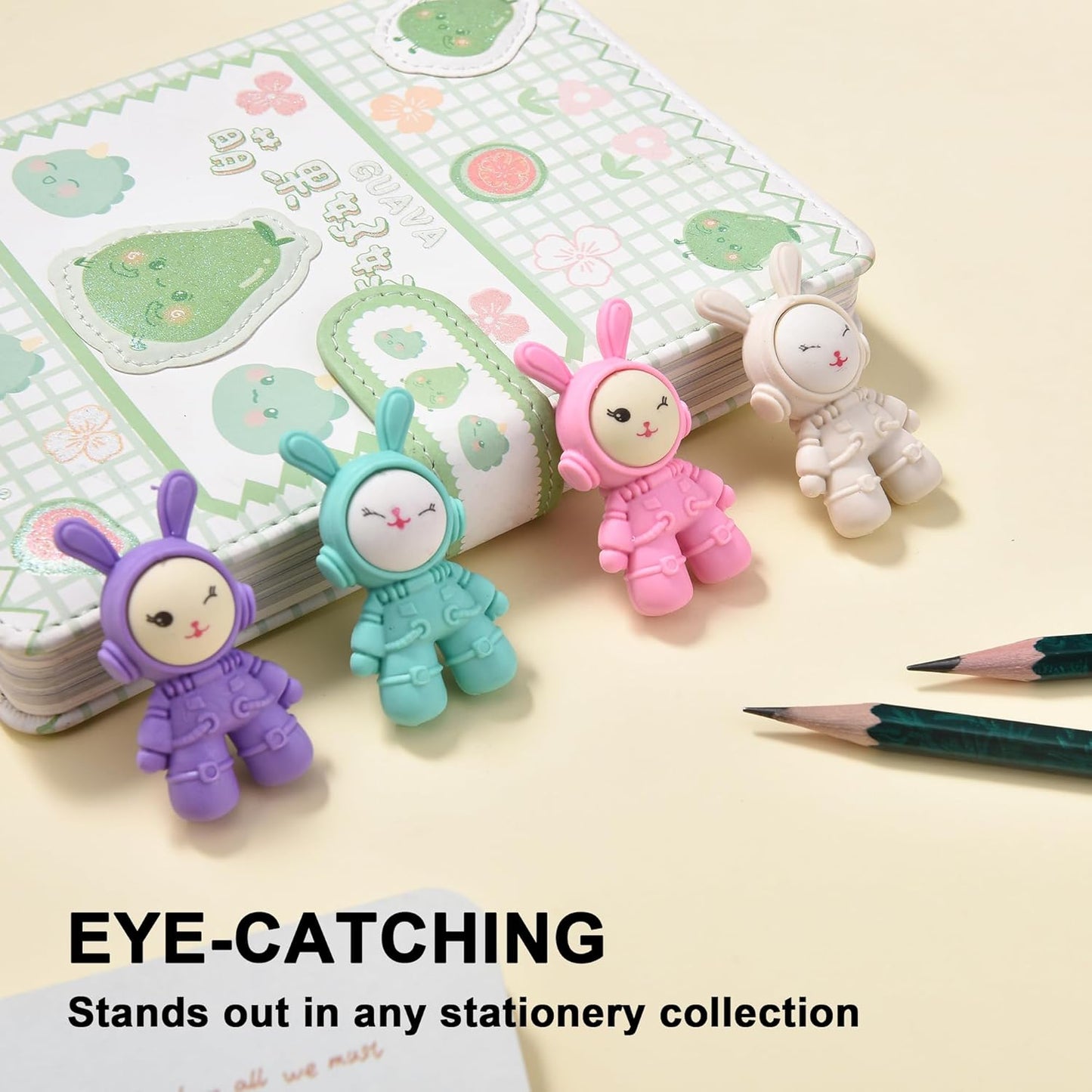 20Pcs Outer Space Themed Erasers for Kids Bulk, Cute Rabbit Astronaut Buddy Eraser Spaceman Erasers for School Classroom Supplies Party Favors