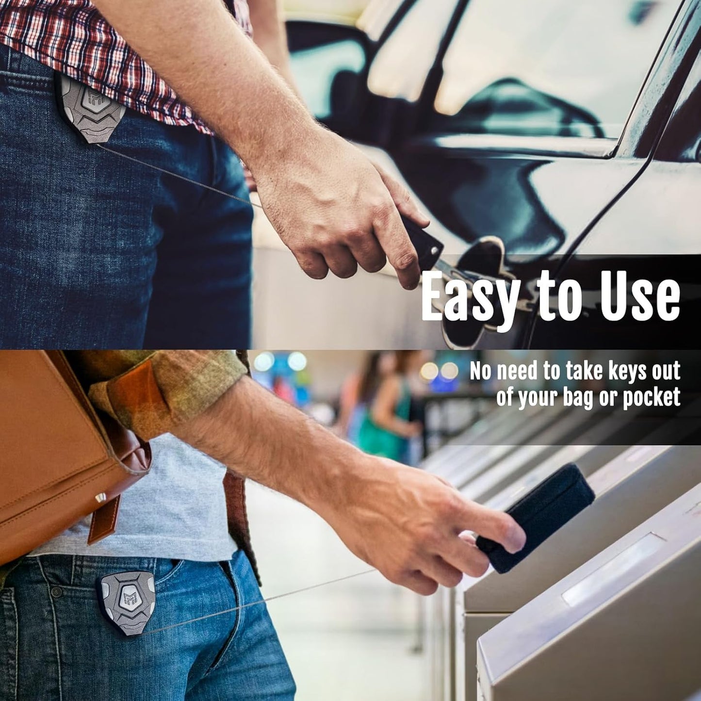 MNGARISTA Heavy Duty Retractable Keychain with Belt Clip, ID Badge Reel Key Chain, Badge Holder with 31.5' Steel Cord and Key Ring, 9.0oz, Black