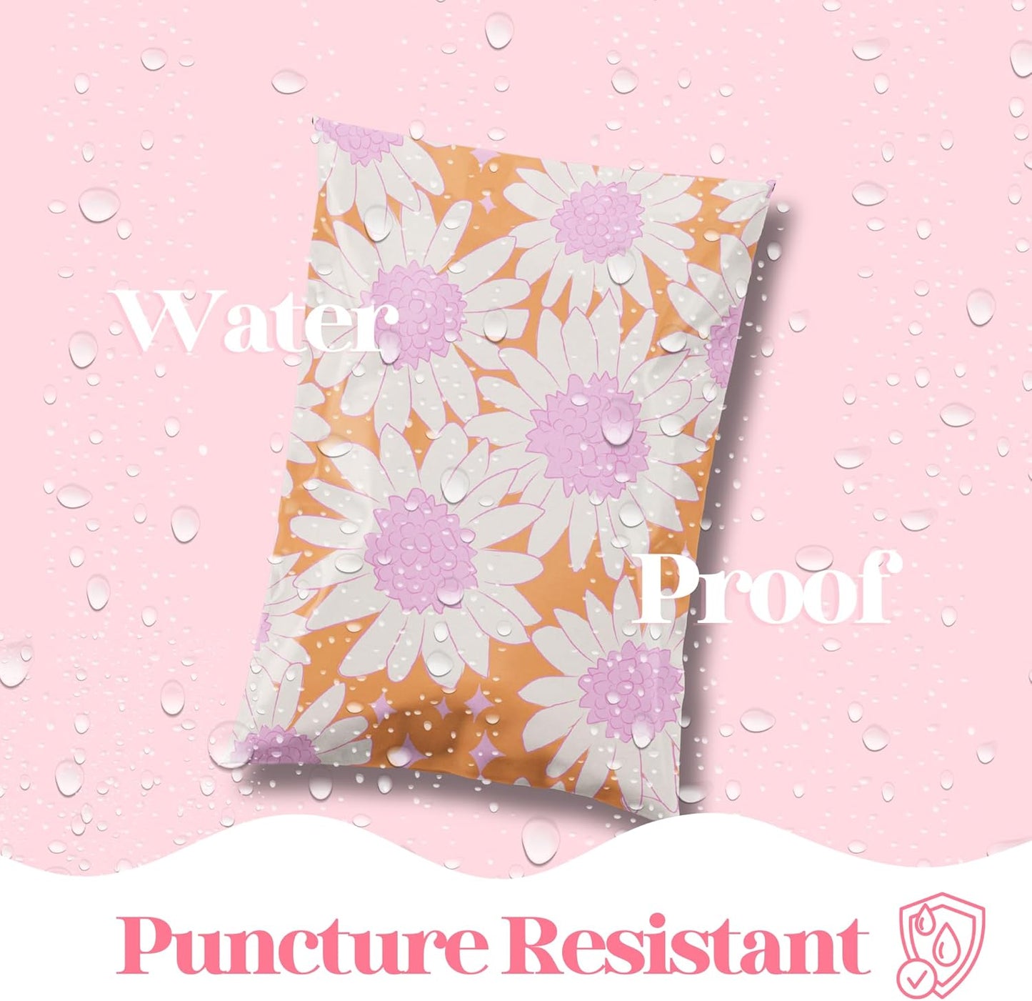 10x13 Designer Poly Mailer 100 Pack Heavy Duty Waterproof Self Seal Shipping Bags for Small Business Large Mailing Envelopes Bulk Tear Resistant Cute Packaging Pink Blooms Flowers