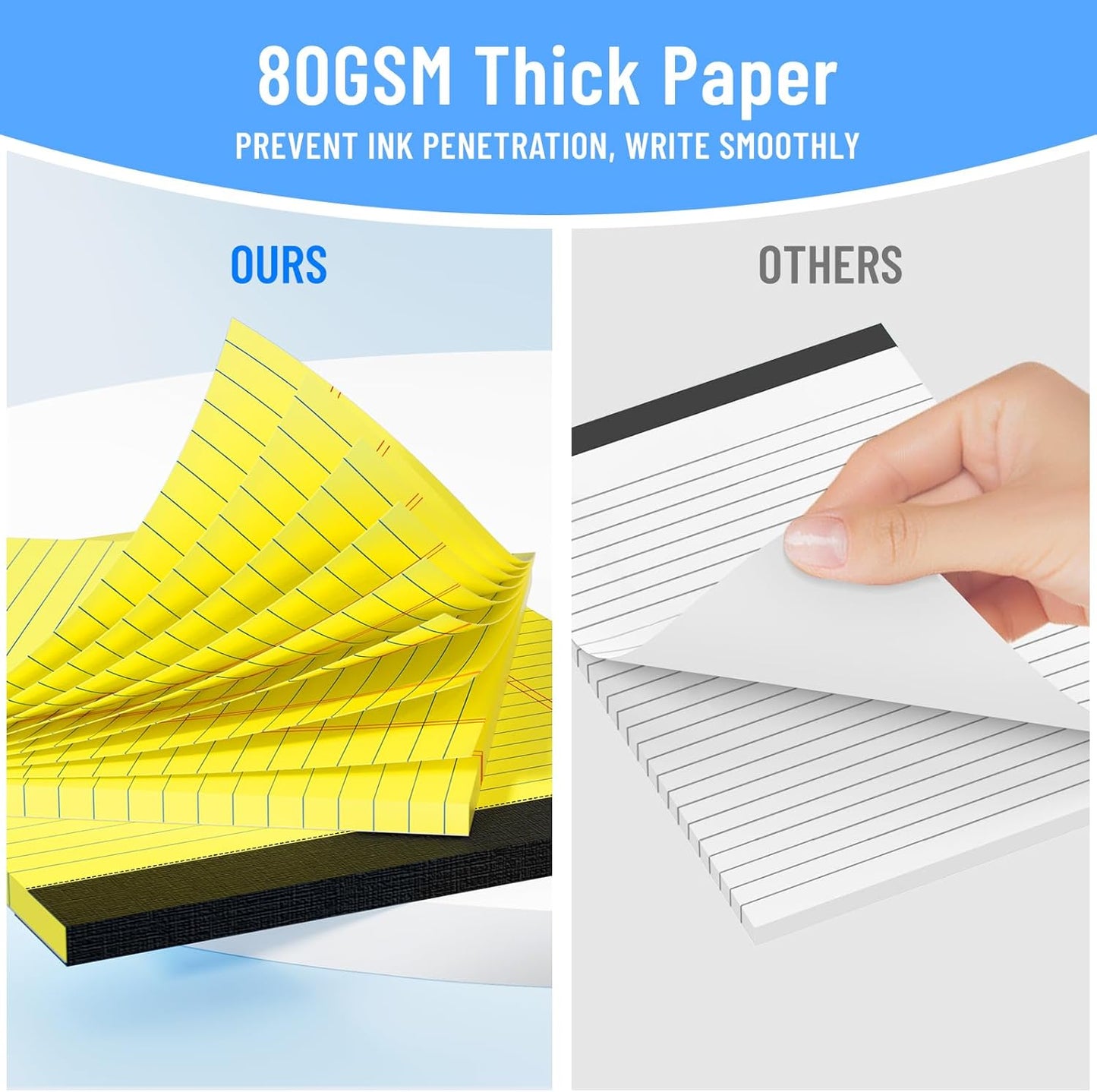 3pcs Legal Pads 8.5 x 11, Notepads 8.5 x 11 College Ruled Notebook, Writing Pads of Paper,Yellow Note Pads, Memo Pad Papers Perforate Legal Notepads Narrow Ruled Line,30 Sheets/Pack