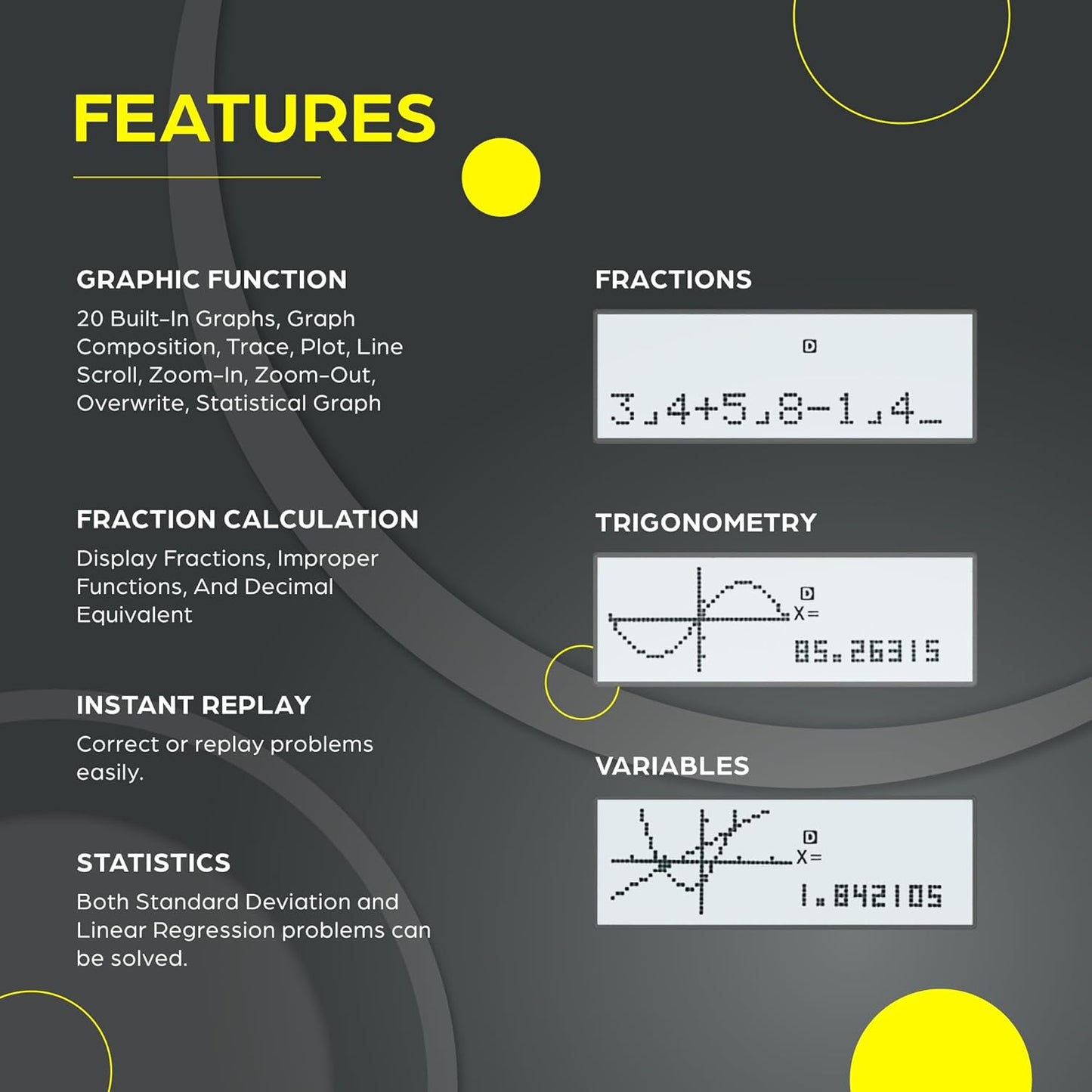 TOVO Scientific Calculator with Graphing Functions, Multiple Modes, 360 Functions, Large Screen, Intuitive Interface for Beginners, High School & Advanced Courses, TS-259 (Developed by CATIGA)