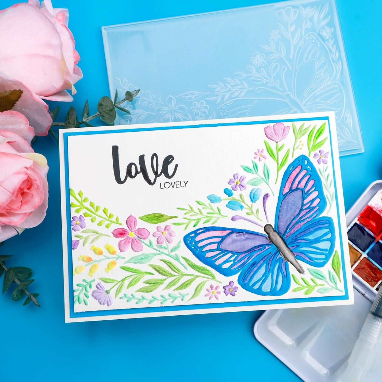 BAOFALI 3D ButterfliesTheme Plastic Embossing Folders Flowers and Leaves for DIY Scrapbooking Photo Album Card Paper Craft Decoration for Card Making,Embossing Template Paper Card Embossing Stencil