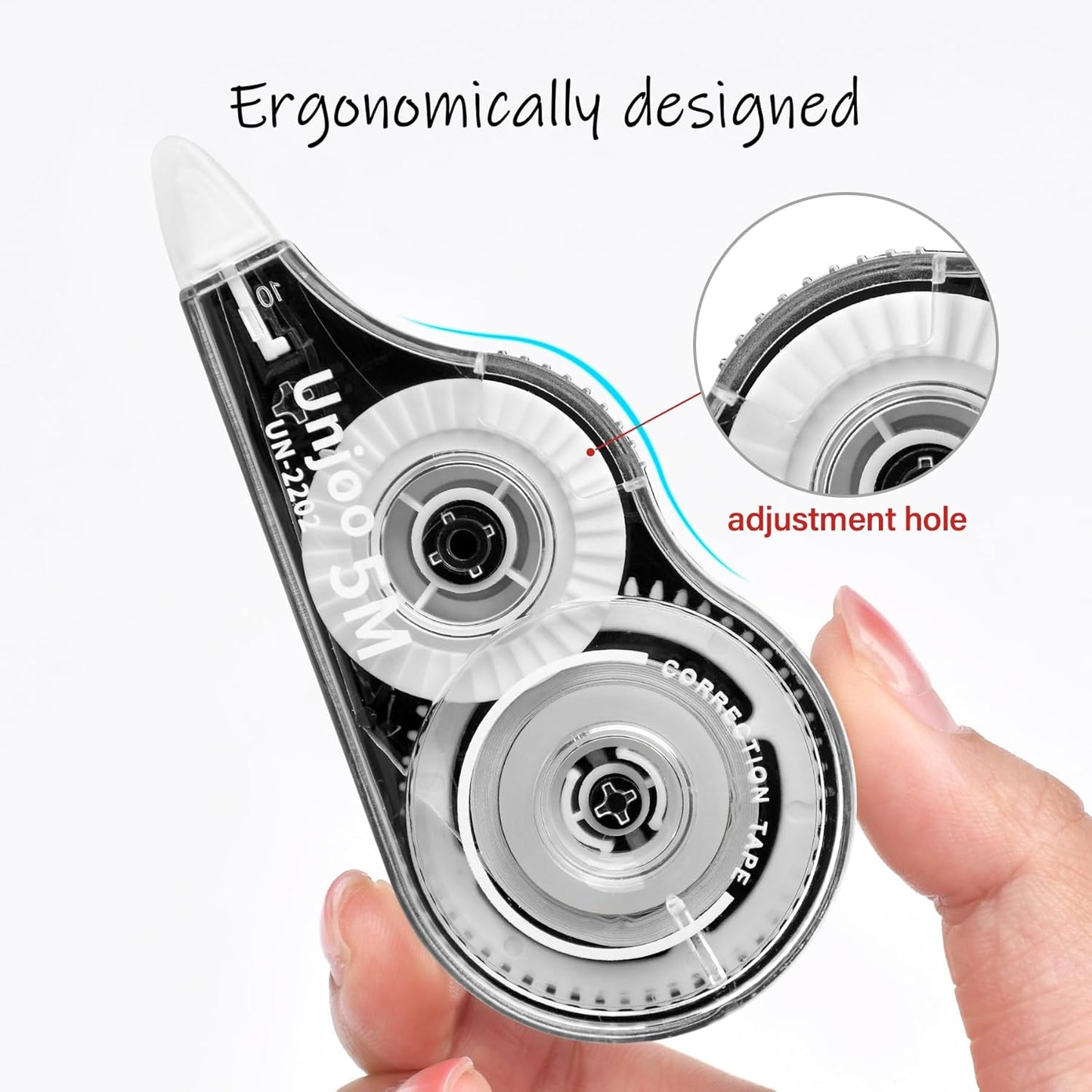 White Correction Tape Dispenser, Fast Clean and Easy to Use Tear-Resistant Tape, For school Supplies, Office (12pack, 5M/196" x 0.2", White)