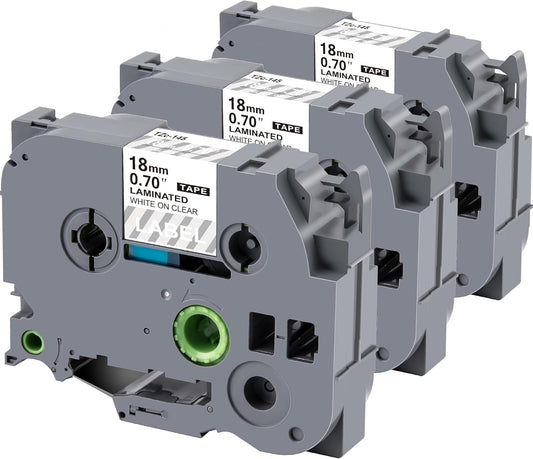 Weemay 3 Pack TZe 145 18mm White on Clear Laminated Label Tape Compatible with Brother Label Maker Tape TZe-145 TZe 145 TZ-145 TZ145 for PTD400AD PTD610BT PTD600 PTD410 Printer, 0.7" x 26.2'