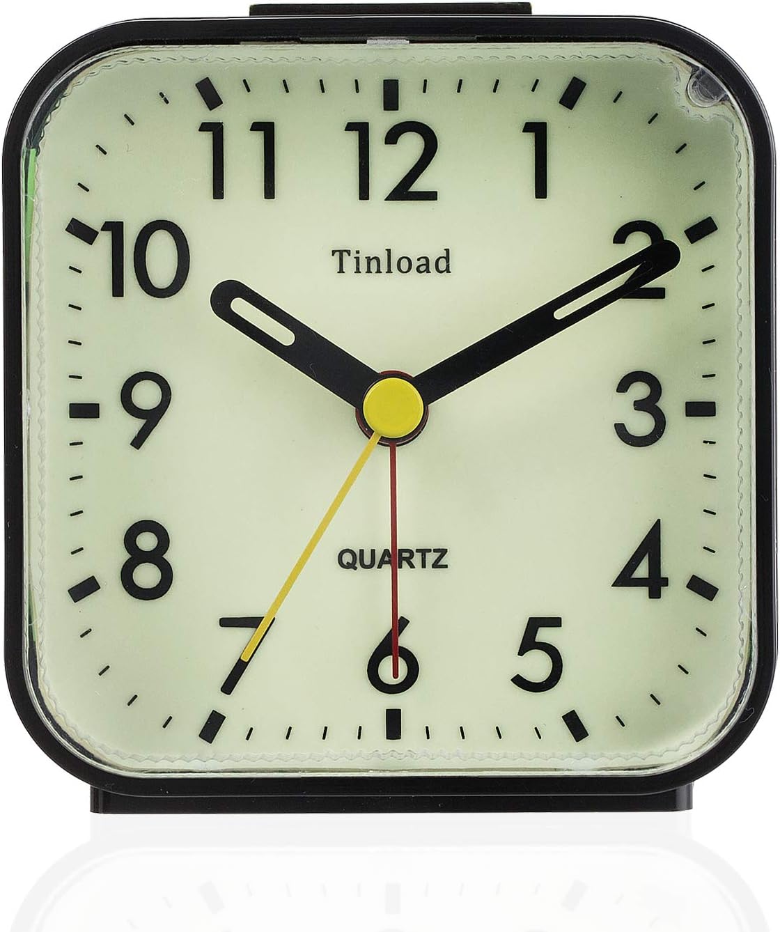 Small Battery Operated Analog Travel Alarm Clock Silent Non Ticking,Gentle Wake, Ascending Beep Sounds, Snooze,Lighted on Demand, Glow in Dark dial,Easy Set