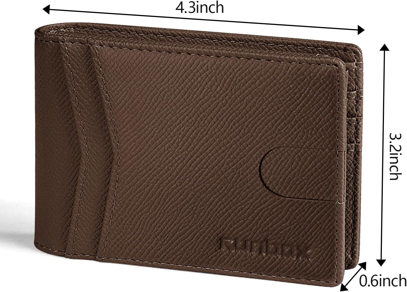 RUNBOX Wallet for Men Slim Rfid Leather 2 ID Window With Gift Box
