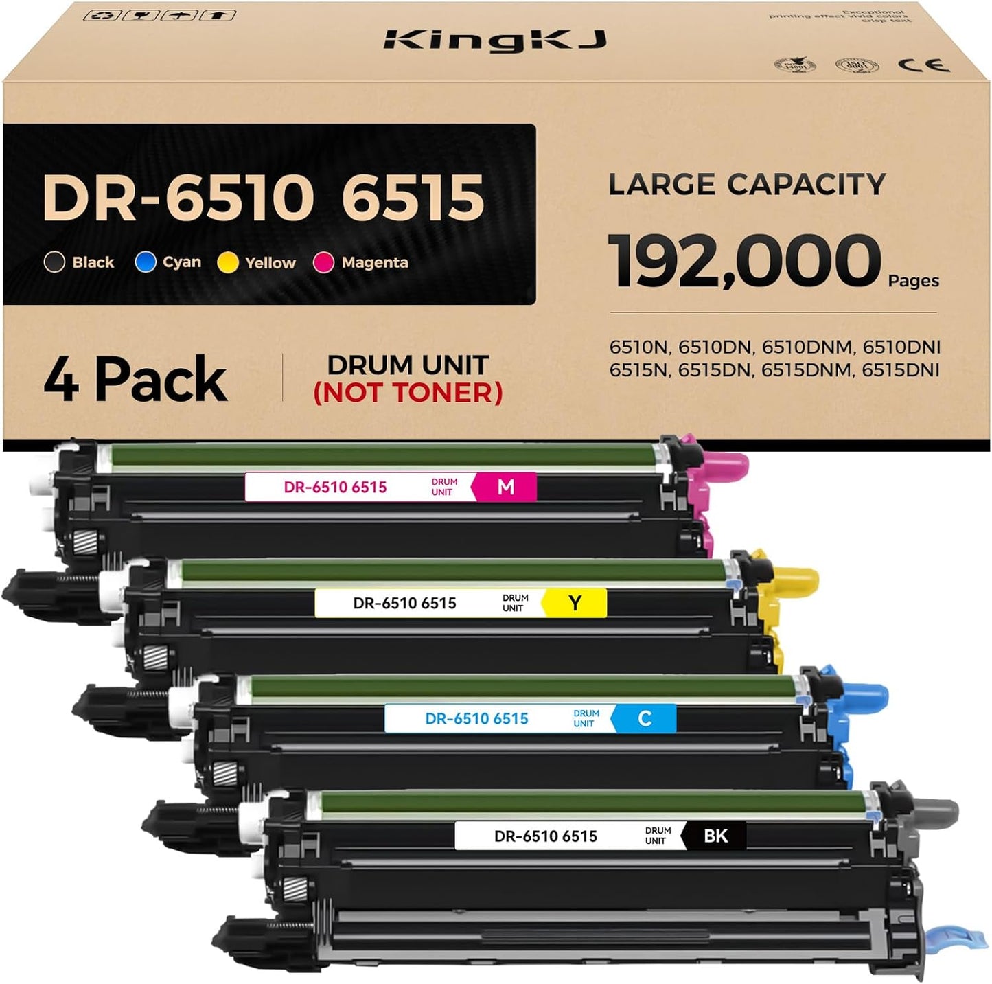 6510 6515 Drum Unit (Not Toner) 4-Pack Replacement for Xerox 106R03480 106R03477 106R03478 106R03479 Image-Drum Compatible with Xero Phaser 6510 WorkCentre 6515 Laser Printer Black Cyan Magenta Yellow