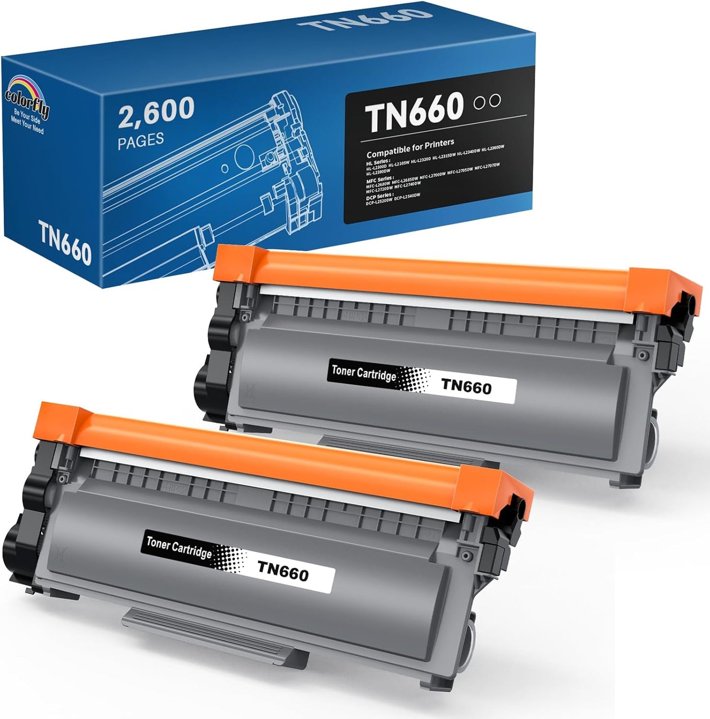 TN660 Toner Cartridge Replacement for Brother TN 660 TN-660 TN630 TN-630 Compatible with HL-L2300D HL-L2305W HL-L2320D HL-L2340DW HL-L2360DW HL-L2380DW DCP-L2540DW Printer(2 Pack, Black)