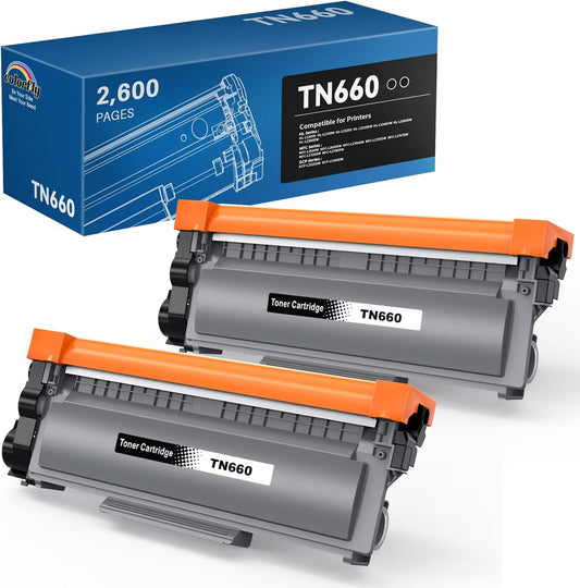 TN660 Toner Cartridge Replacement for Brother TN 660 TN-660 TN630 TN-630 Compatible with HL-L2300D HL-L2305W HL-L2320D HL-L2340DW HL-L2360DW HL-L2380DW DCP-L2540DW Printer(2 Pack, Black)