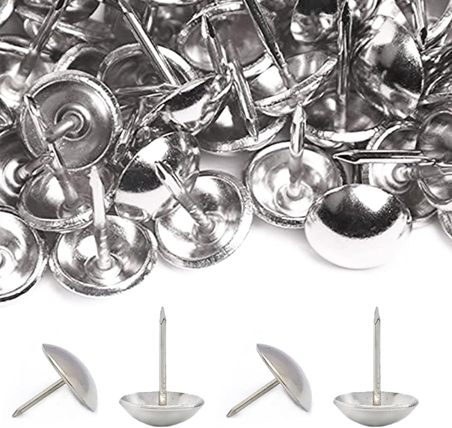 500Pcs Upholstery Tacks, BetterJonny Decorative Furniture Nails Pins Sliver Metal Thumb Tacks for Upholstered Furniture Cork Board, Home Decor(17X11MM)