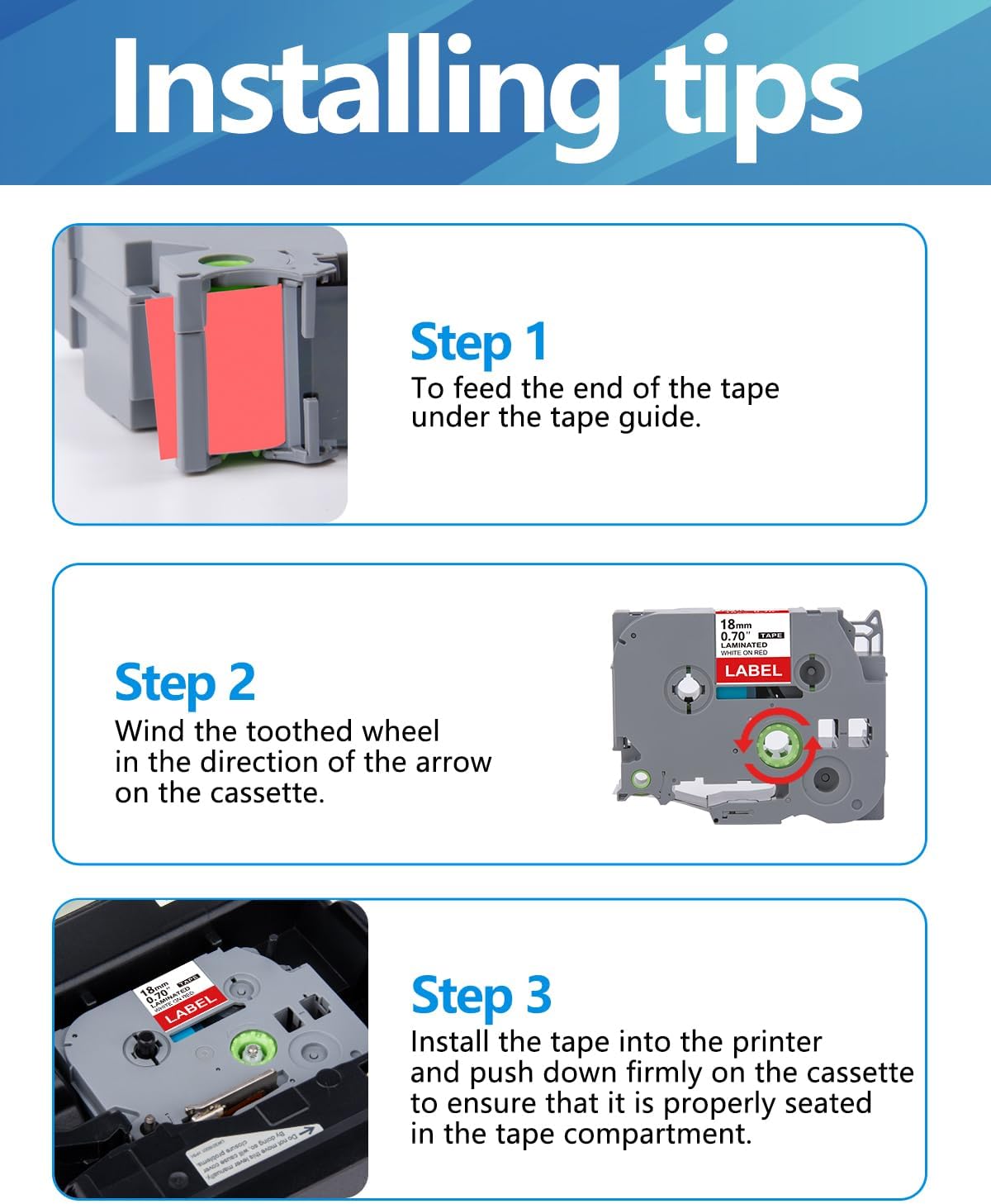 Weemay 3 Pack TZe445 18mm White on Red Laminated Label Tape Compatible with Brother Label Maker Tape TZe-445 TZe 445 TZ-445 TZ445 for PT-D400AD PT-D610BT PT-D600 PT-D410 Printer, 0.7" x 26.2'