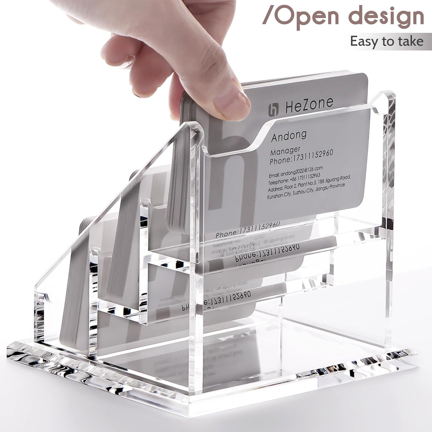 Acrylic Card Holder Clear Horizontal Business Card Organizer Stand for Desk 3 Slots 3 Tier Business Cards Stand for Women and Men,Office Desk Accessories,Organize 150 Cards-1 Pack(3 Slots-H)