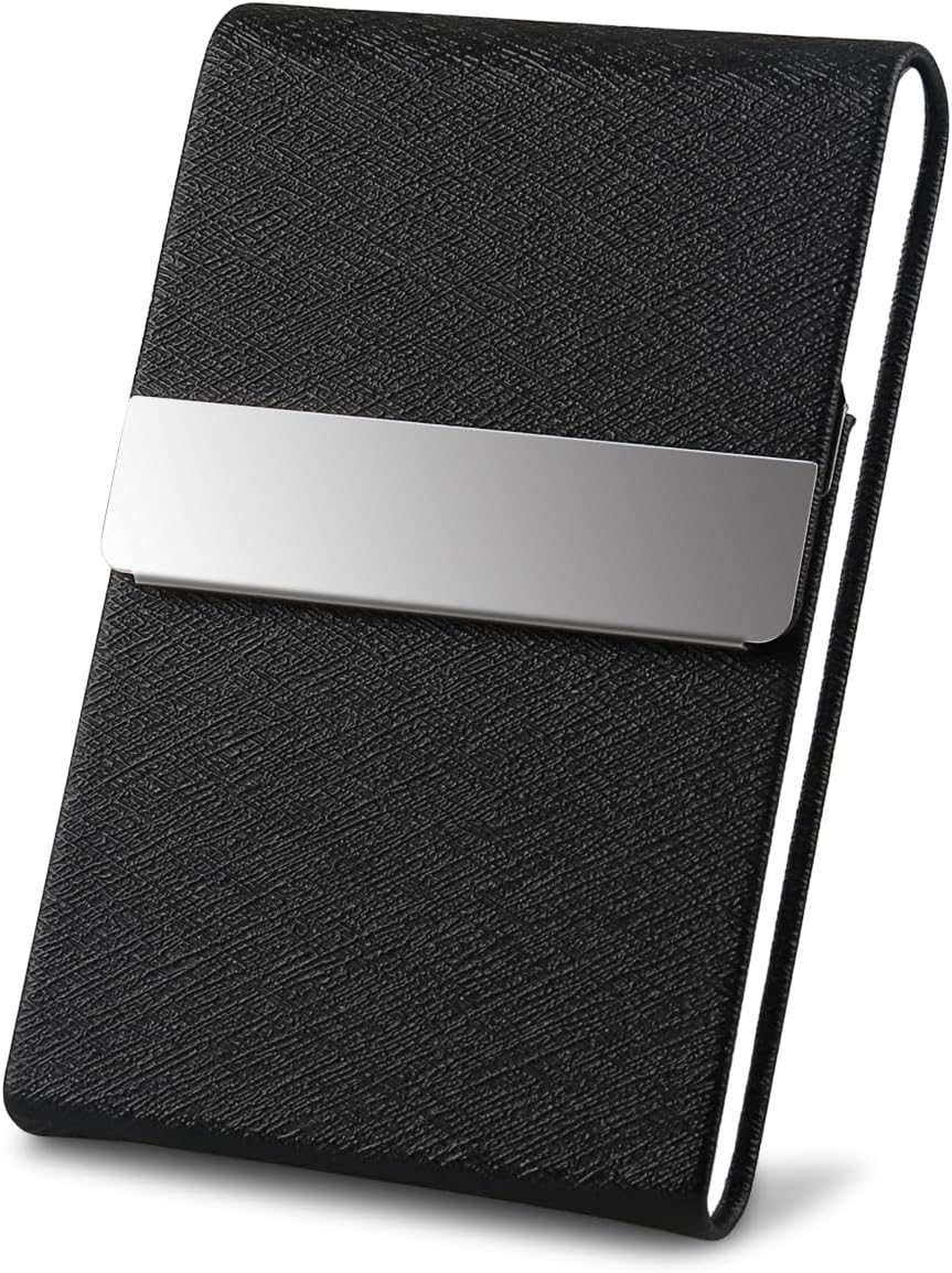 Professional Business Card Holder, Pocket Business Card Case for Women & Men, PU Leather Multi Card Case, Credit Card Wallet, Name Card Holder with Magnetic Closure