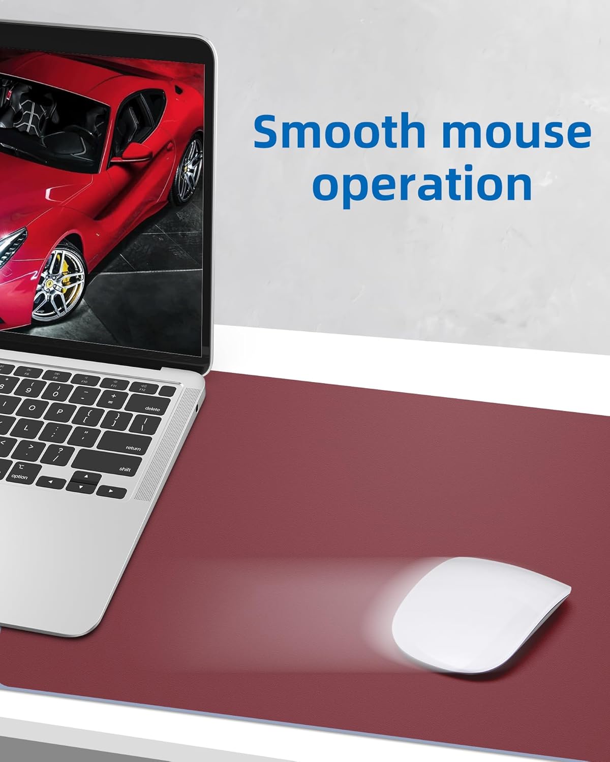 Leather Desk Pad Protector,Mouse Pad,Office Desk Mat, Non-Slip PU Leather Desk Blotter,Large Desk mat,Waterproof Keyboard mat for Office/Home/Decor (Burgundy Red,35" x 17")