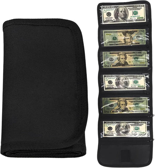 Money Organizer,Money Organize for Cash with 6 Zippered Pocket Multipack Pouch,Small Travel Casher Holder,Cash Holder for Bills,Coins,Foreign Currencies