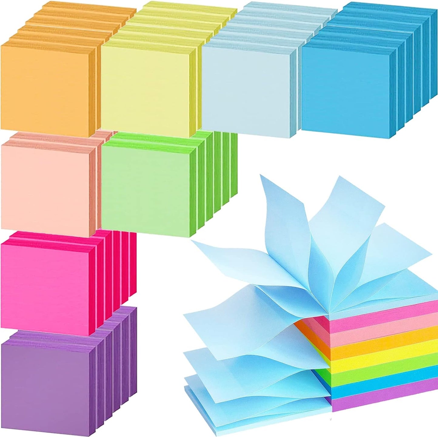 48 Pack 3840 Sheets Pop Up Sticky Notes 3X3 in Bright Color Self Sticky Note Pads Colorful Post Stickies for Office Home School Meeting, 80 Sheets/pad