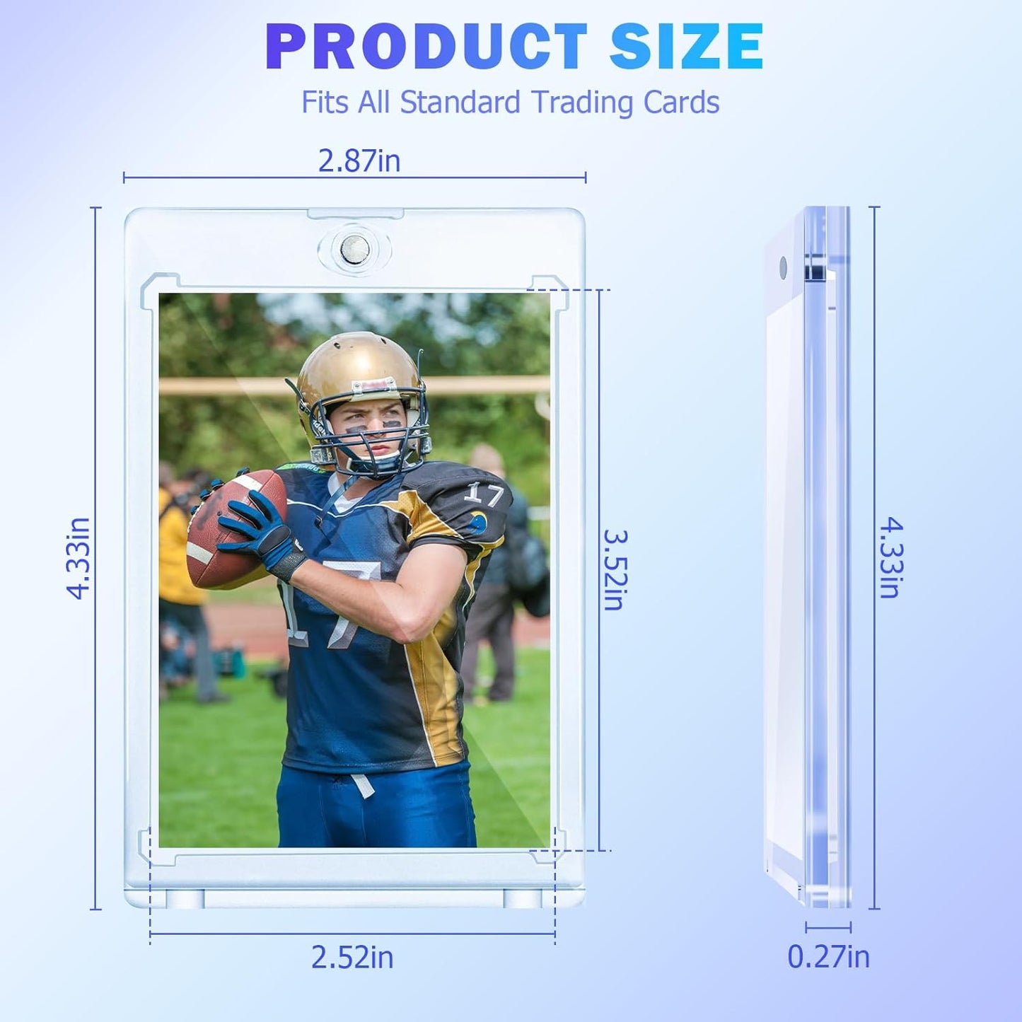 300ct Magnetic Card Holder for Trading Cards, 35 PT One Touch Card Sleeves, Hard Plastic Card Protectors Top Loaders Display Case for Baseball, Football, Sports, Game, TCG, MTG, YUGIOH