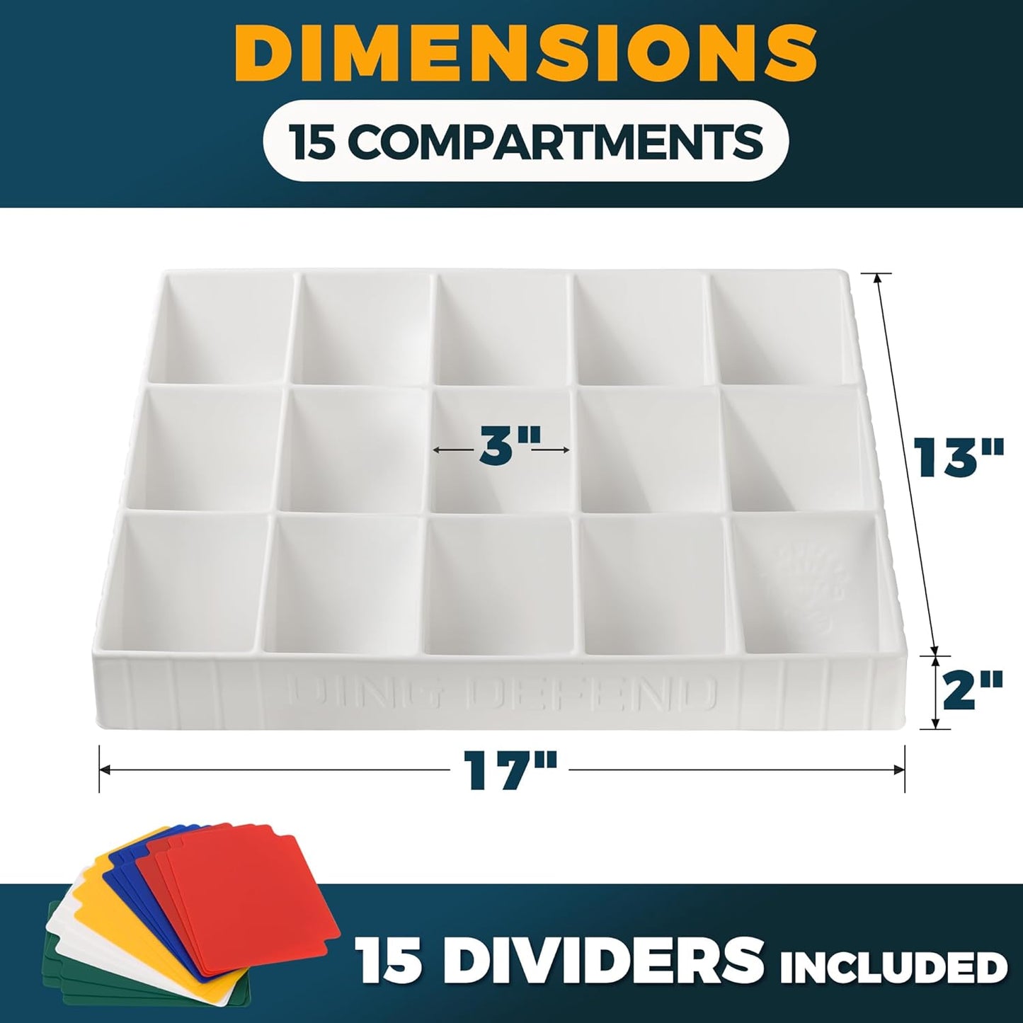 Card Sorting Tray - Stackable Trading Cards Organizer, 15-Compartment Sorter Tray for Organizing Raw Cards, Sleeved Cards or Toploaders– Includes 15 Trading Card Dividers, White
