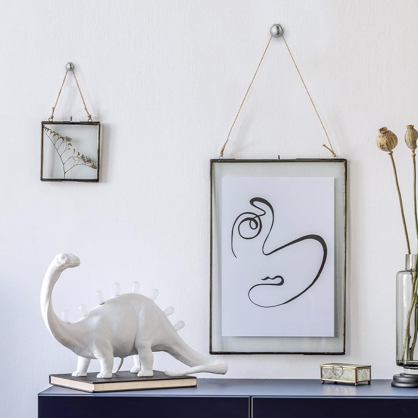 Ferraycle 40 Piece Double Headed Picture Hangers Nails 4 Size Long Thumb Tacks for Wall Hanging Decorative Nails Push Pins Picture Hooks for Drywall Photo Decor, 10/20/ 30/ 50lb(Silver)