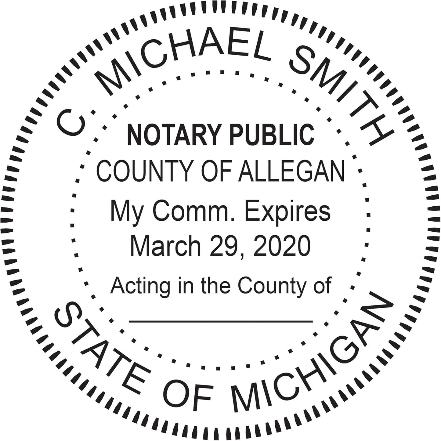 MaxMark Round Notary Pre-Inked Stamp for State of Michigan
