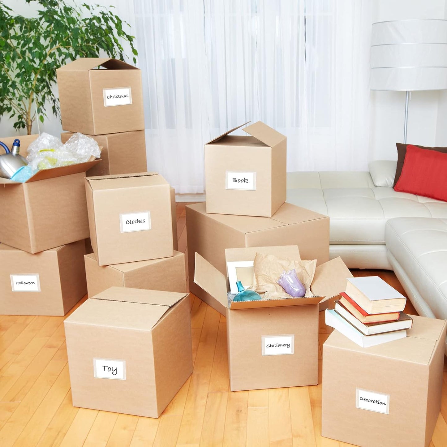 Outus 100 Pieces Self Adhesive Index Card Pockets with Blank Cards 4 x 2.5 Clear Adhesive Pockets Label Holders Bin Labels for Storage Bins Organizing Box Drawer