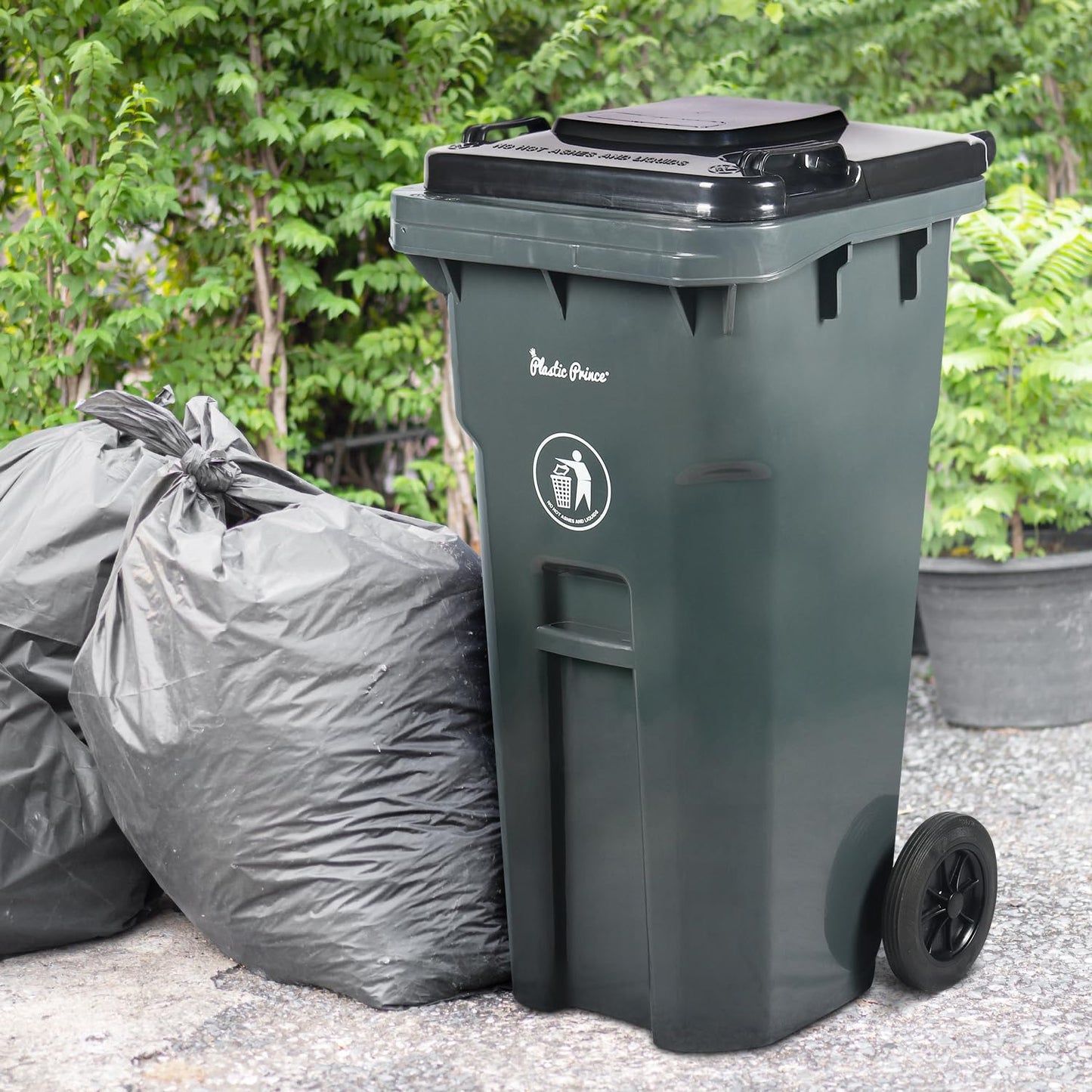 32 Gallon Trash Can with Wheels Rollout, Commercial Outdoor Trash Can Heavy-Duty Outside Garbage Can with Wheels, Gray