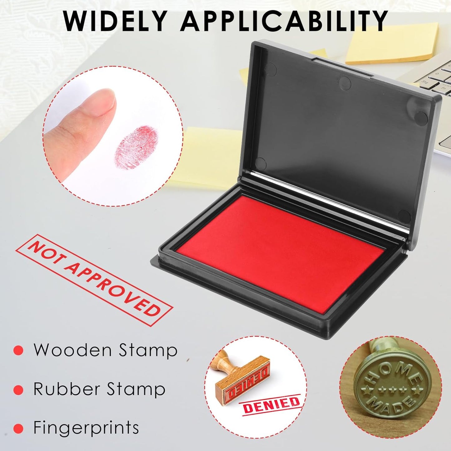 Red Ink Pad for Stamping, Finger Print Ink Pads for Rubber Stamps, Large Red Ink Stamp Pad, Thumbprint Ink Pad for Home Office Security Notary Supplies(4.72 x 3.66 Inches)