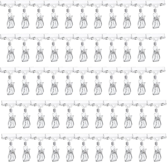 MAQUITA 50 Pcs Plastic Sign Holder Clips Swivel Price Signs Rotatable Rack Shelf Price Clips for Merchandise Double Display for Retail Cards