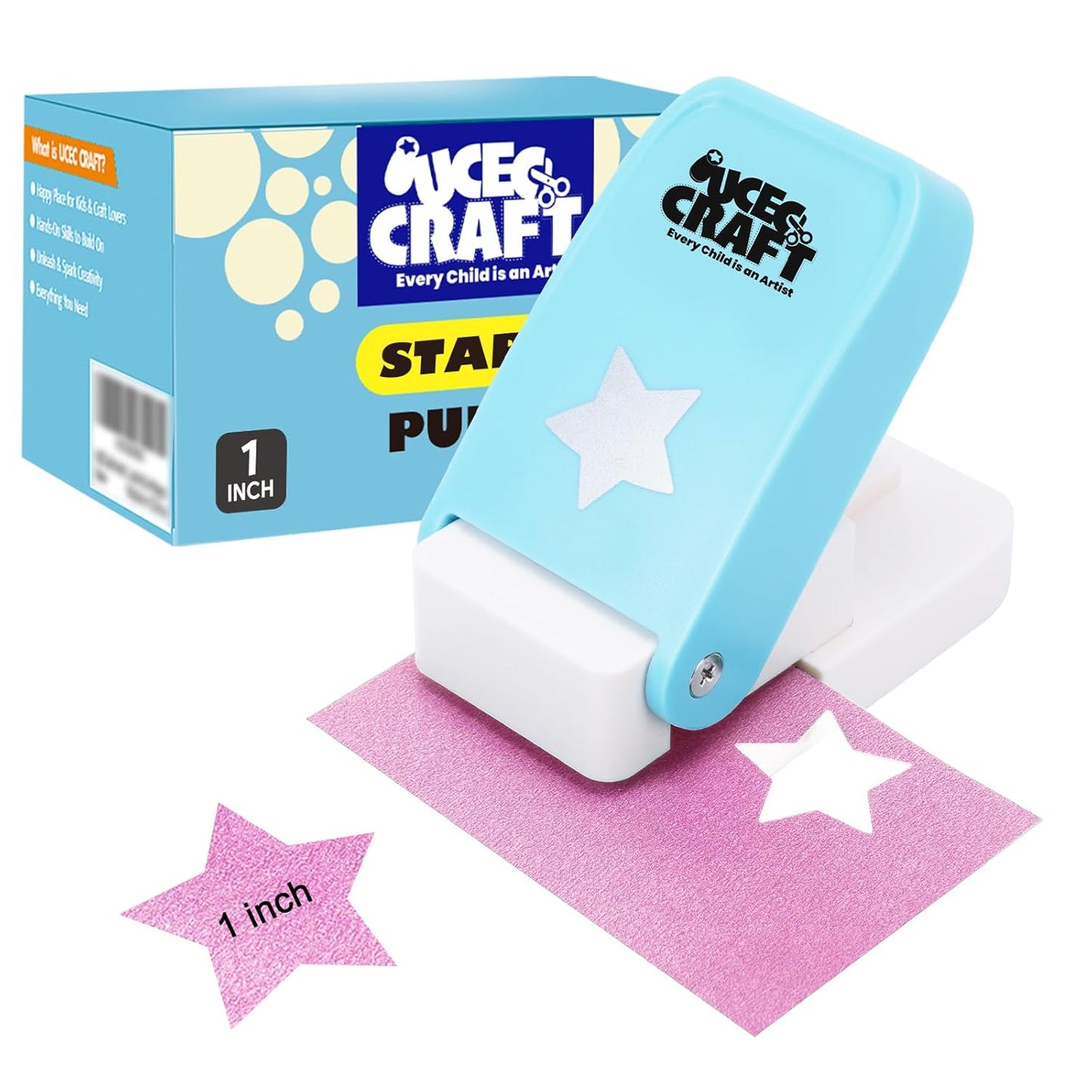 UCEC Star Hole Punch 1 Inch, Paper Punch, Star Punches for Paper Crafts, Crafting Cutter for Crafting Card, Making Scrapbook, DIY Office Supplies