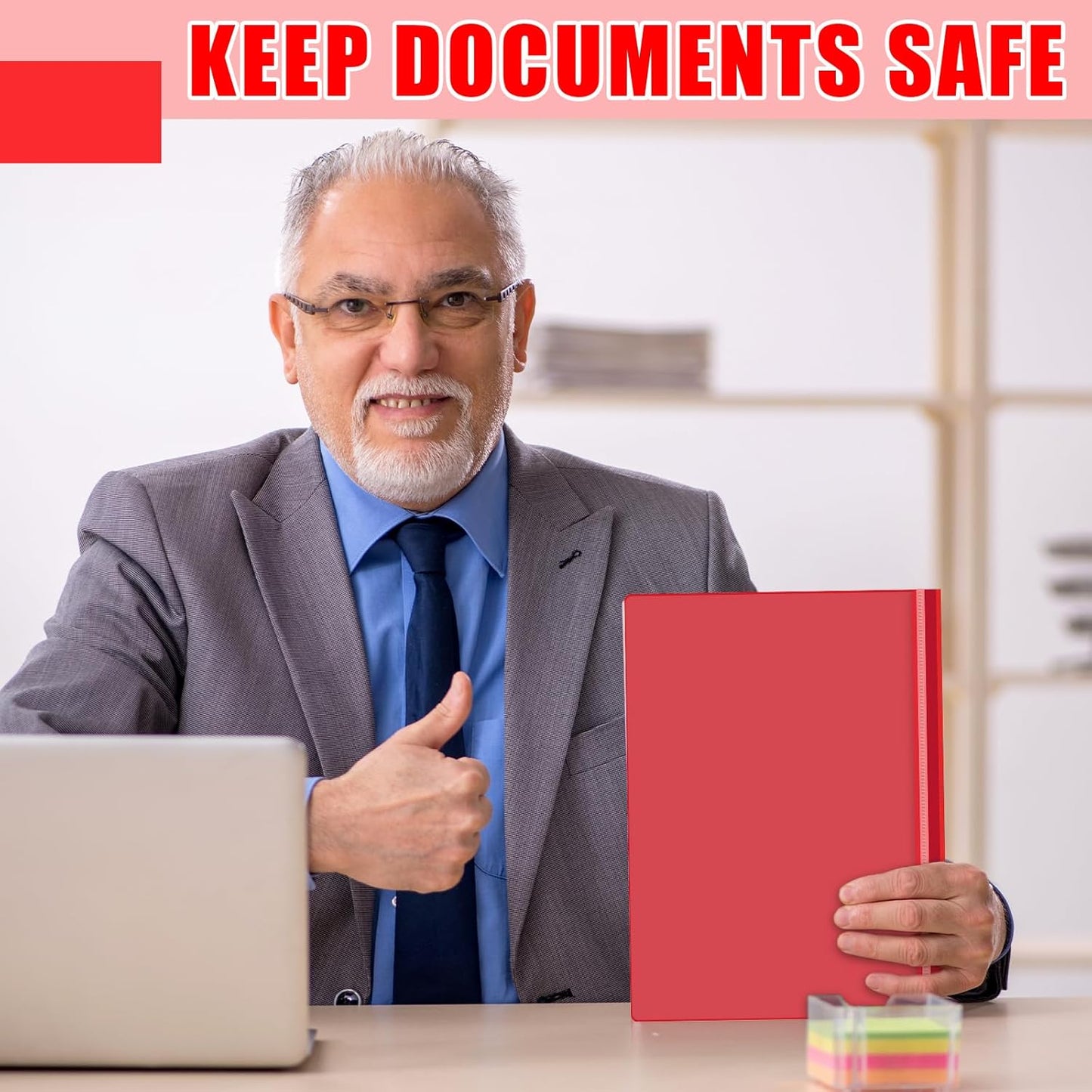 Teling 48 Pcs Clear Front Report Covers with Prongs Plastic Presentation Folders 3 Prong Resume Portfolio Folder for School(Red)