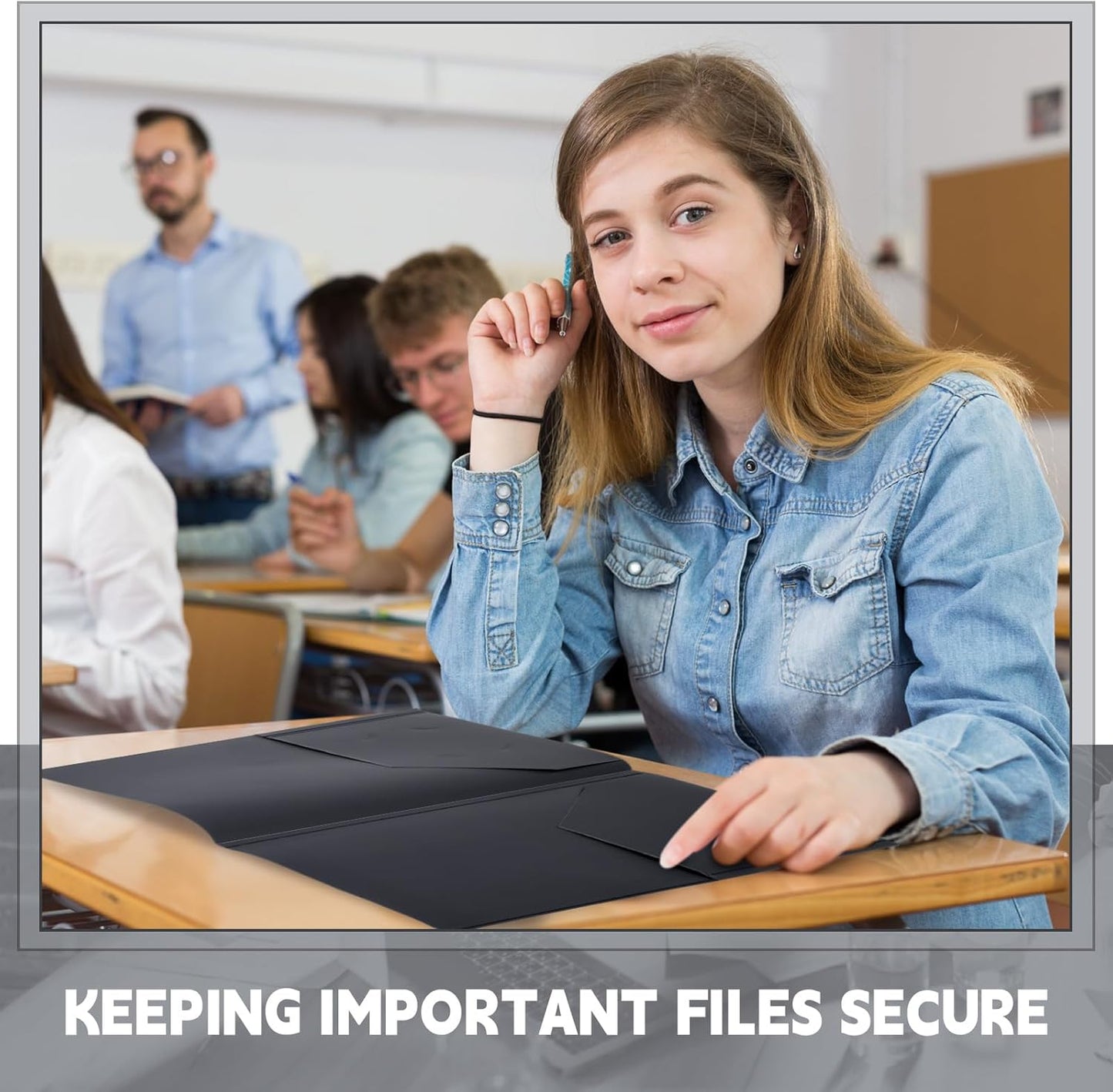 Teling 48 Pcs Plastic Folders with Front Clear Pocket and Business Card Holder 2 Pocket Folders Letter Size Paper for School Office Supplies Nice Gift for Christmas New Year School Supply (Black)