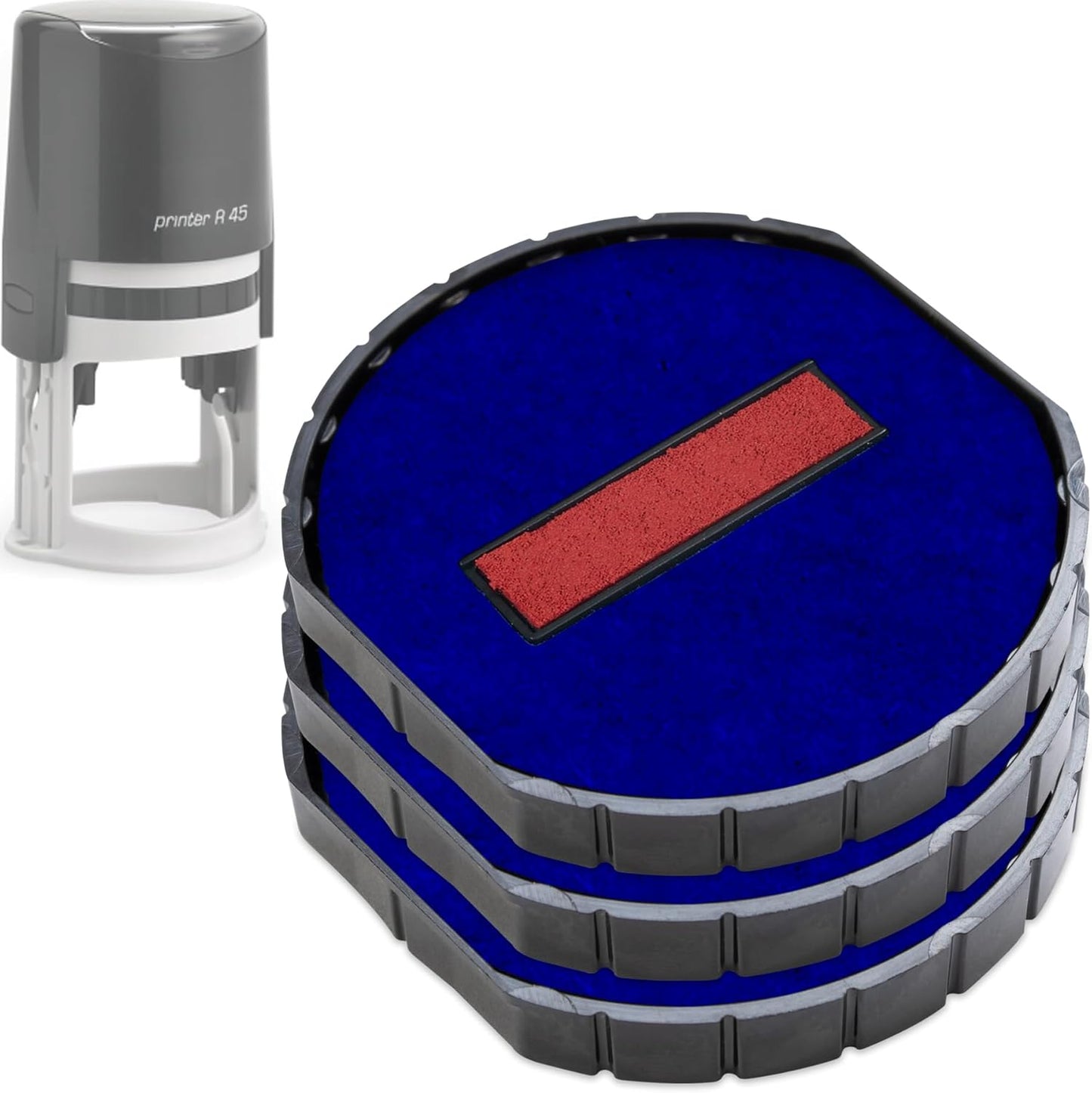 COLOP E/R45 Non-Toxic, Water Based Premium Replacement Pad for Printer R45 Stamp - Pack of 3 - Blue & Red (2 Colors)