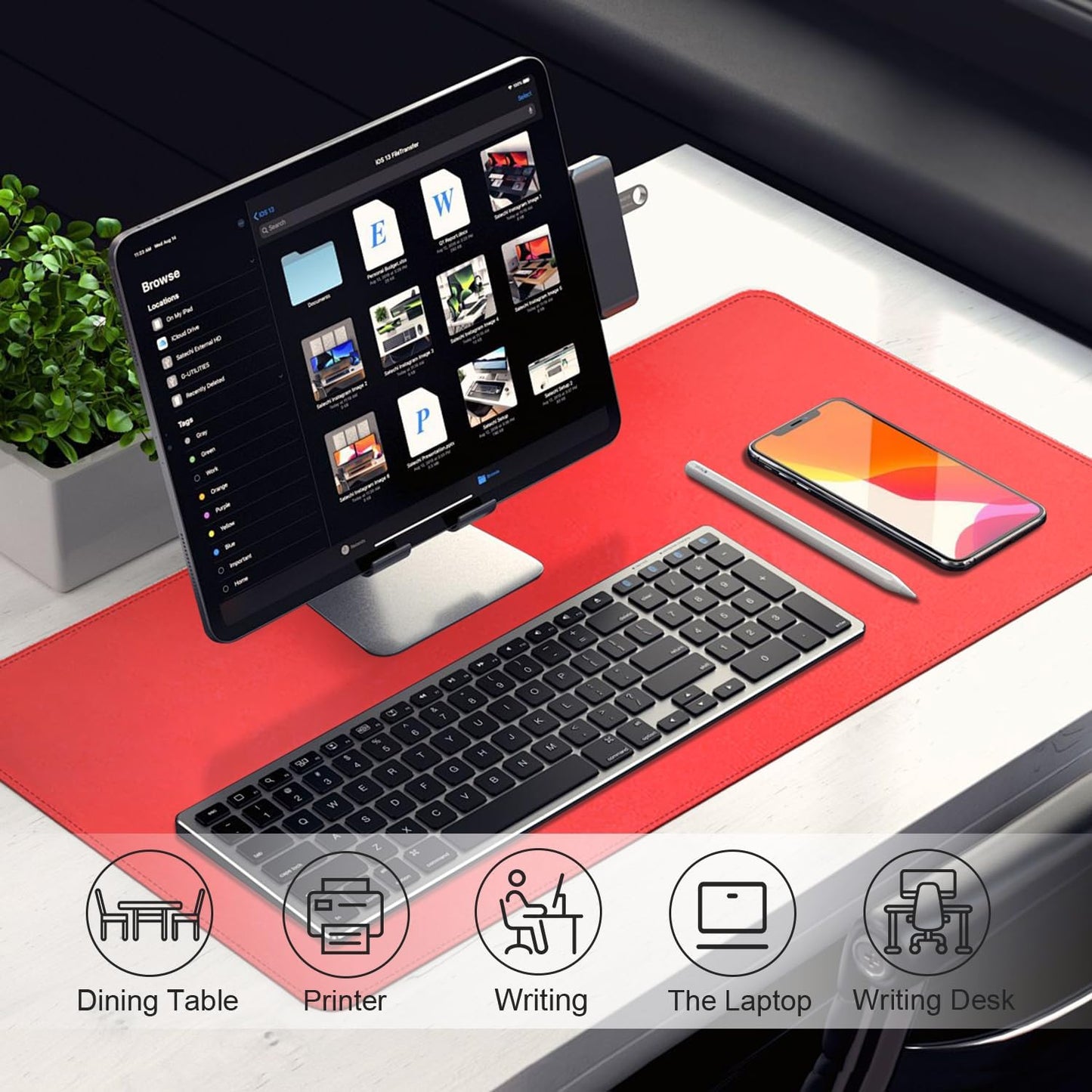 Large Desk Pad 47.2" x 17", Leather Desk Mat Protector, Non-Slip PU Leather Desk Blotter Pad, Large Mouse Keyboard Mat, Waterproof Desk Cover Pad for Office & Home(Candy Red)